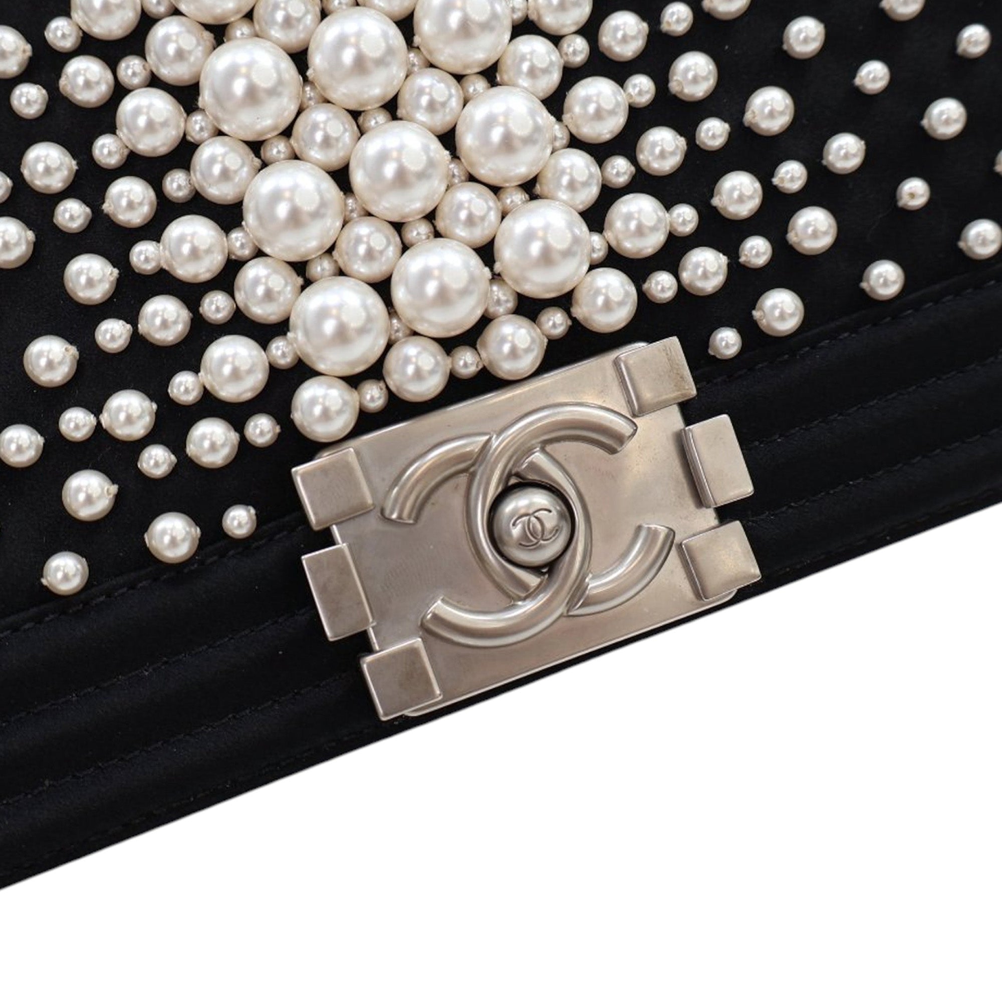 Old Medium Satin Pearl Embellished Boy Flap