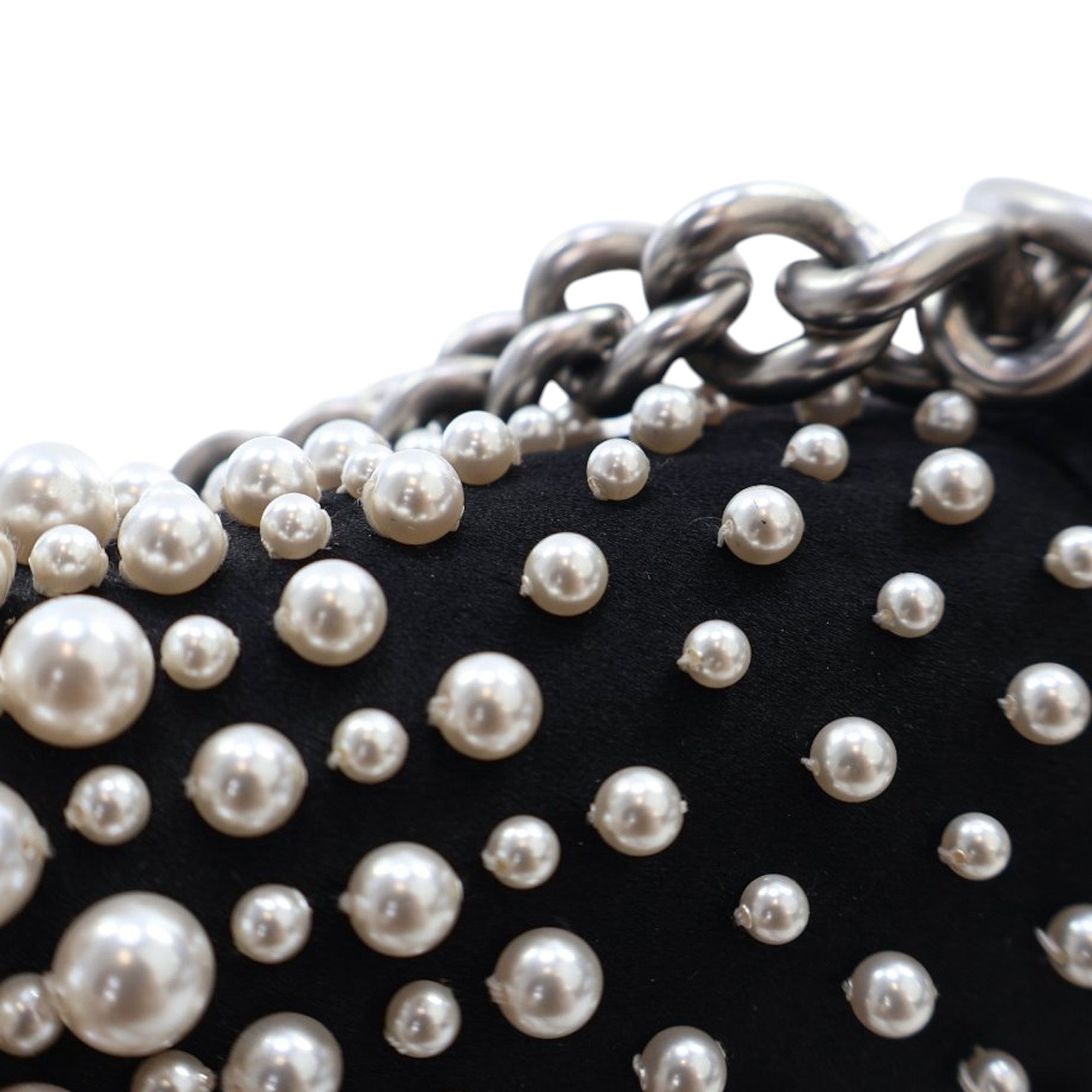 Old Medium Satin Pearl Embellished Boy Flap
