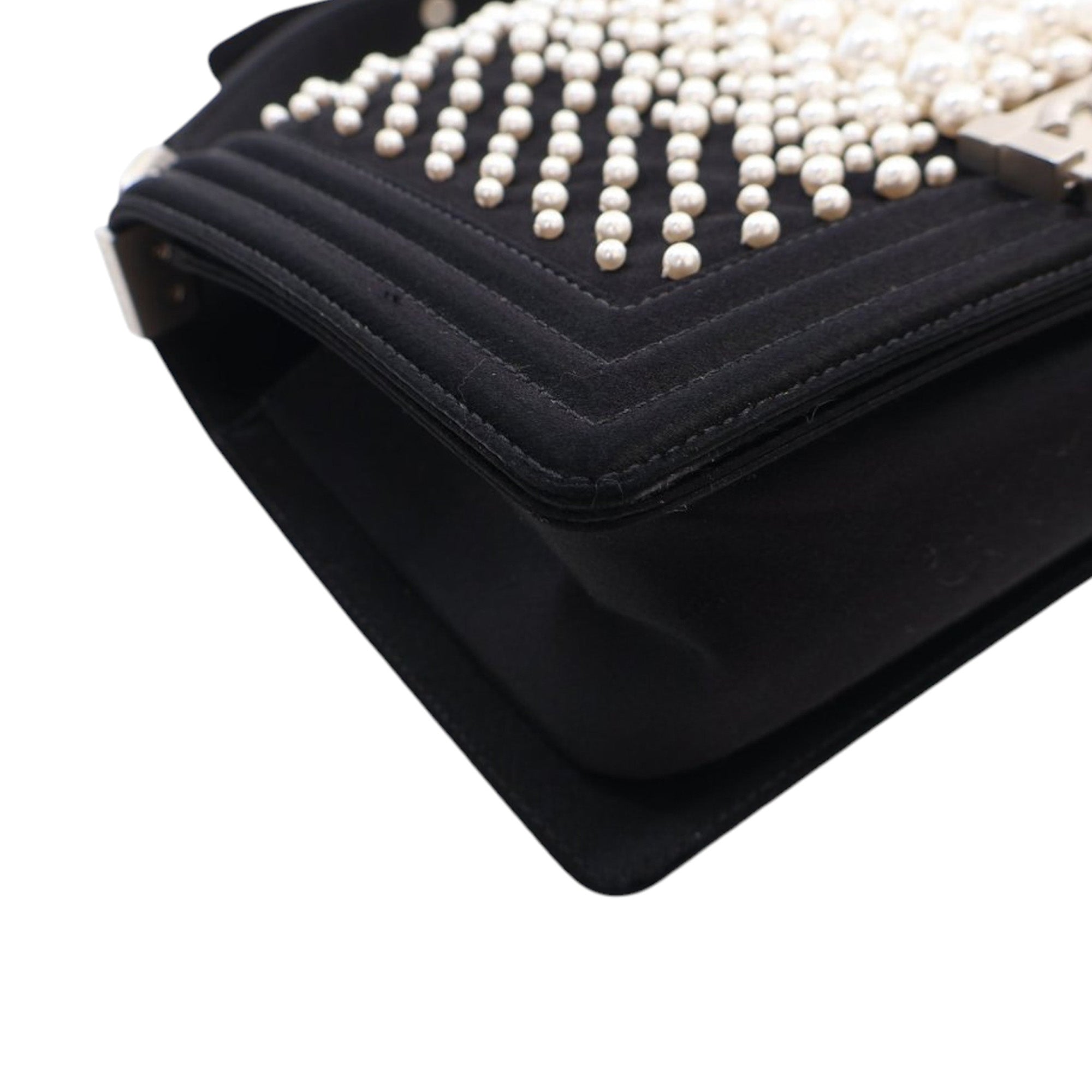 Old Medium Satin Pearl Embellished Boy Flap
