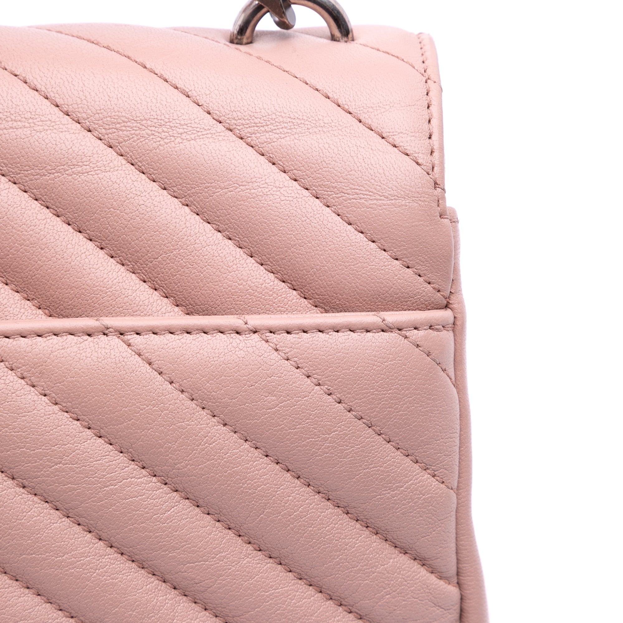 Saint Laurent Medium Quilted Chevron Sheepskin College Satchel
