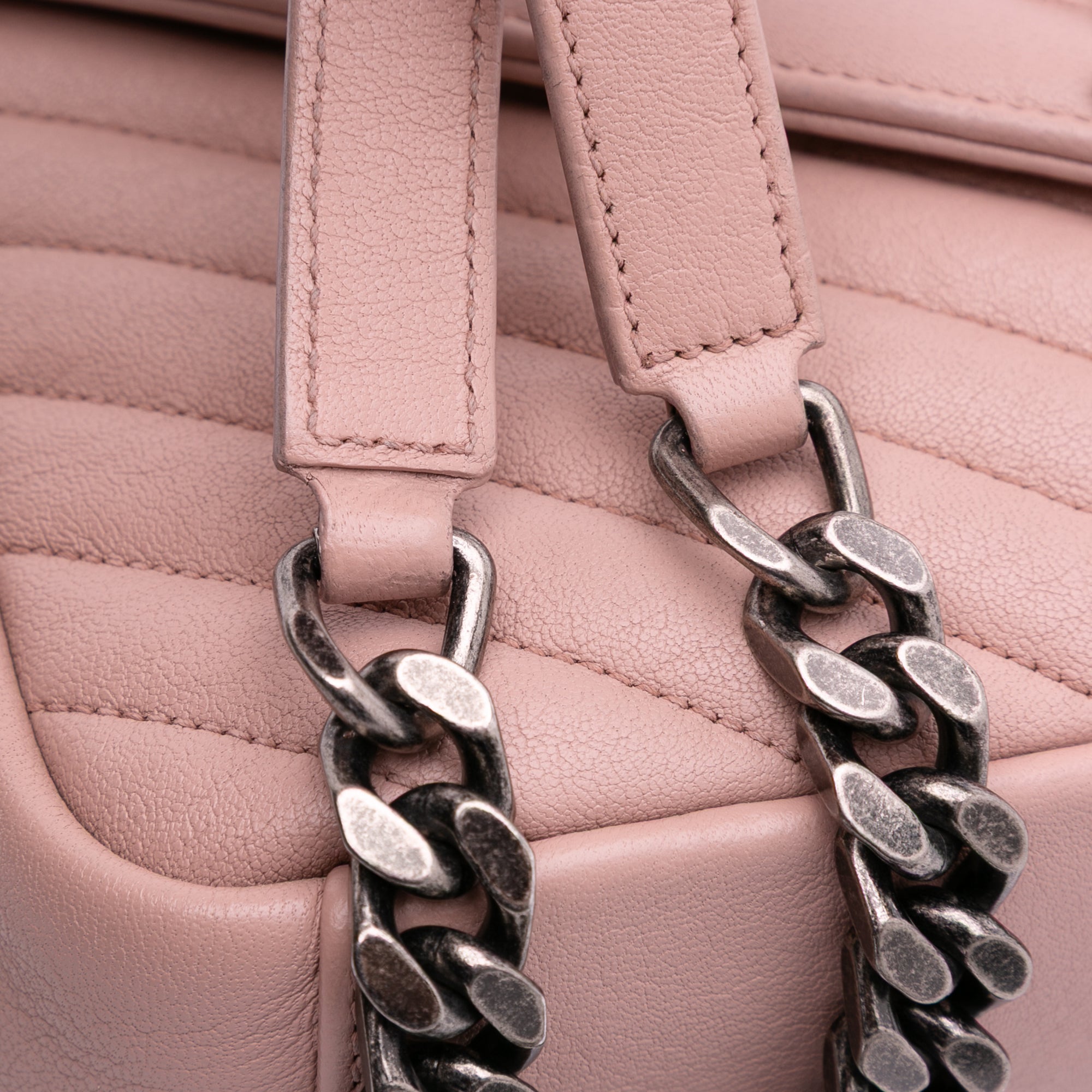 Saint Laurent Medium Quilted Chevron Sheepskin College Satchel