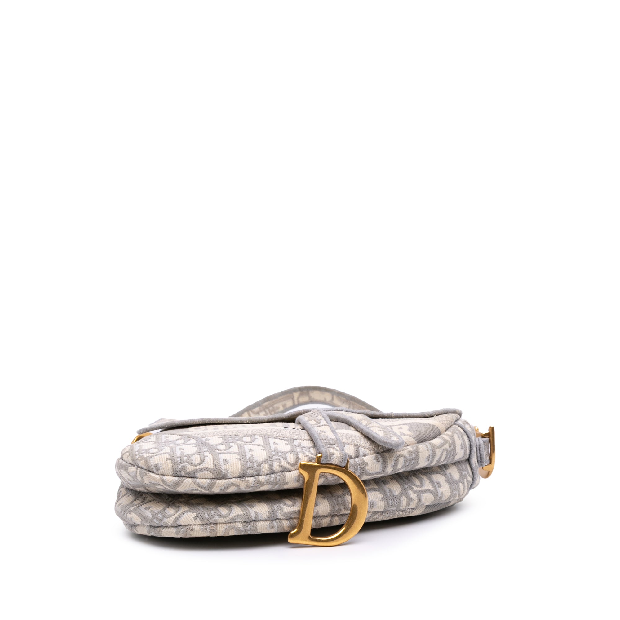 Oblique Embroidered Canvas Saddle Bag