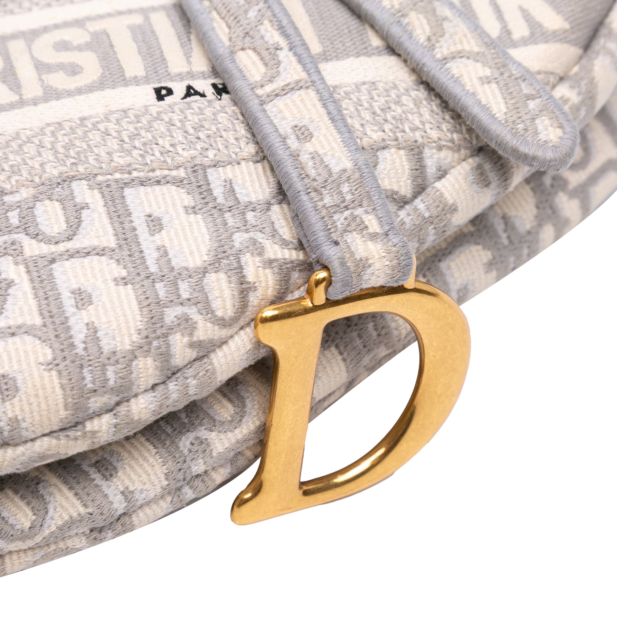 Oblique Embroidered Canvas Saddle Bag