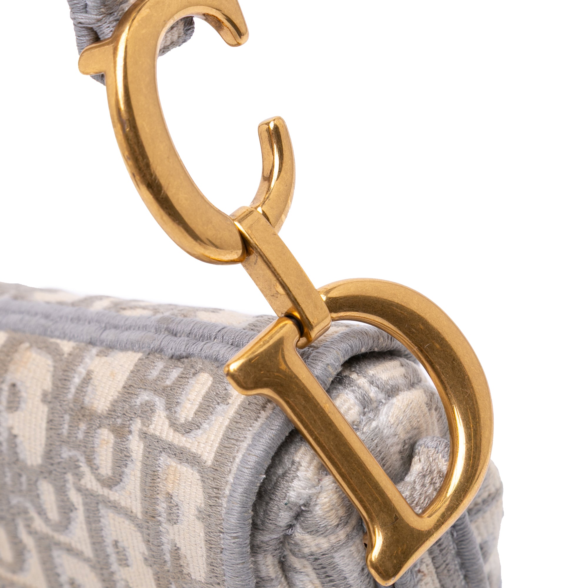 Oblique Embroidered Canvas Saddle Bag