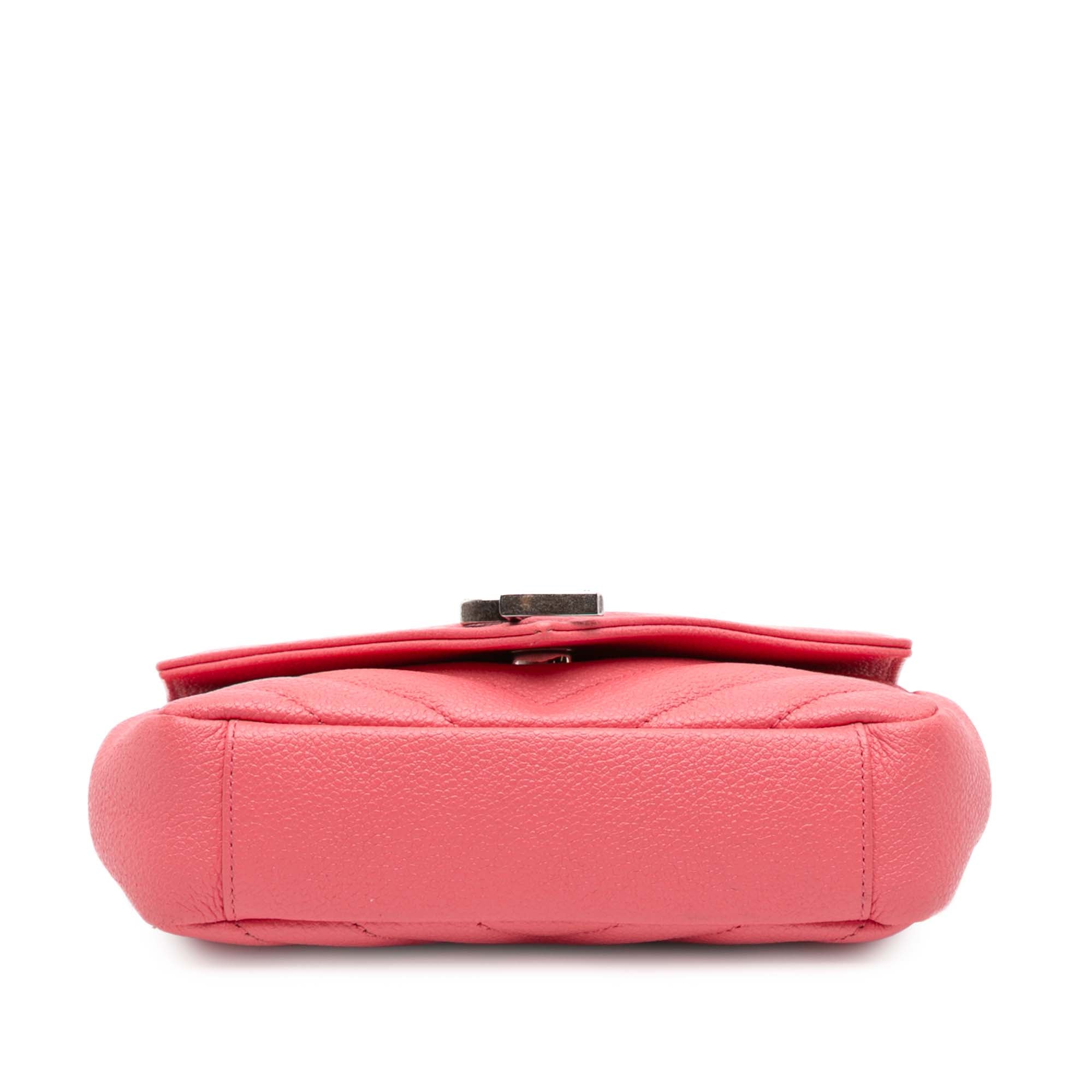 Saint Laurent Baby Grained Calfskin Chevron Classic Monogram Chain Bag