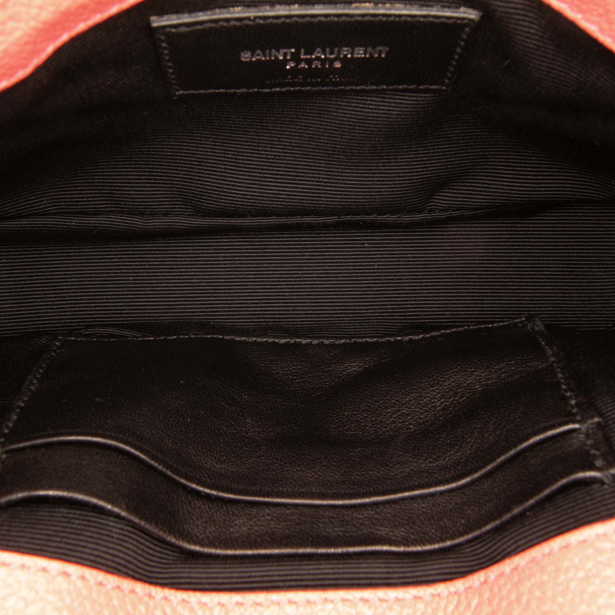 Saint Laurent Baby Grained Calfskin Chevron Classic Monogram Chain Bag