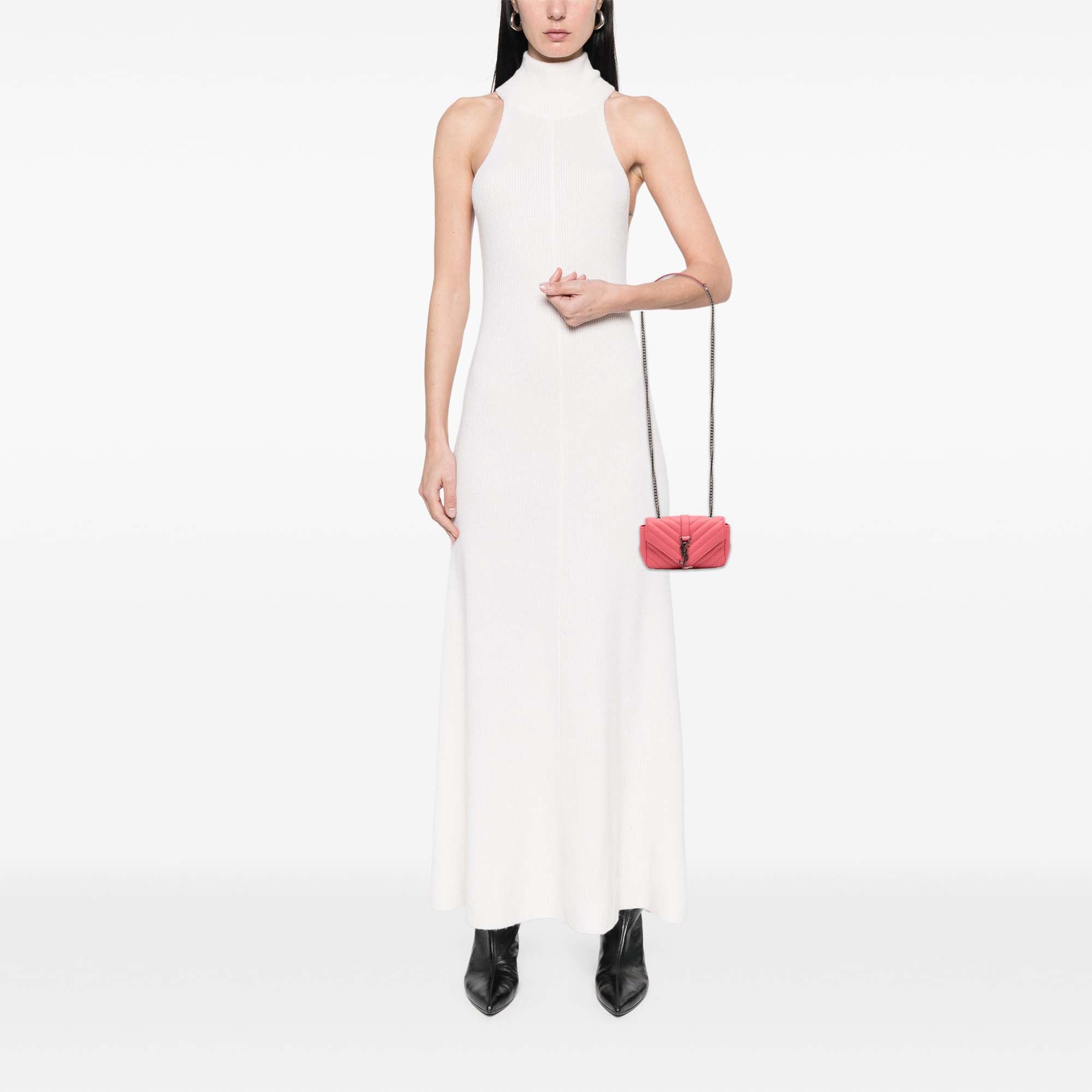 Saint Laurent Baby Grained Calfskin Chevron Classic Monogram Chain Bag