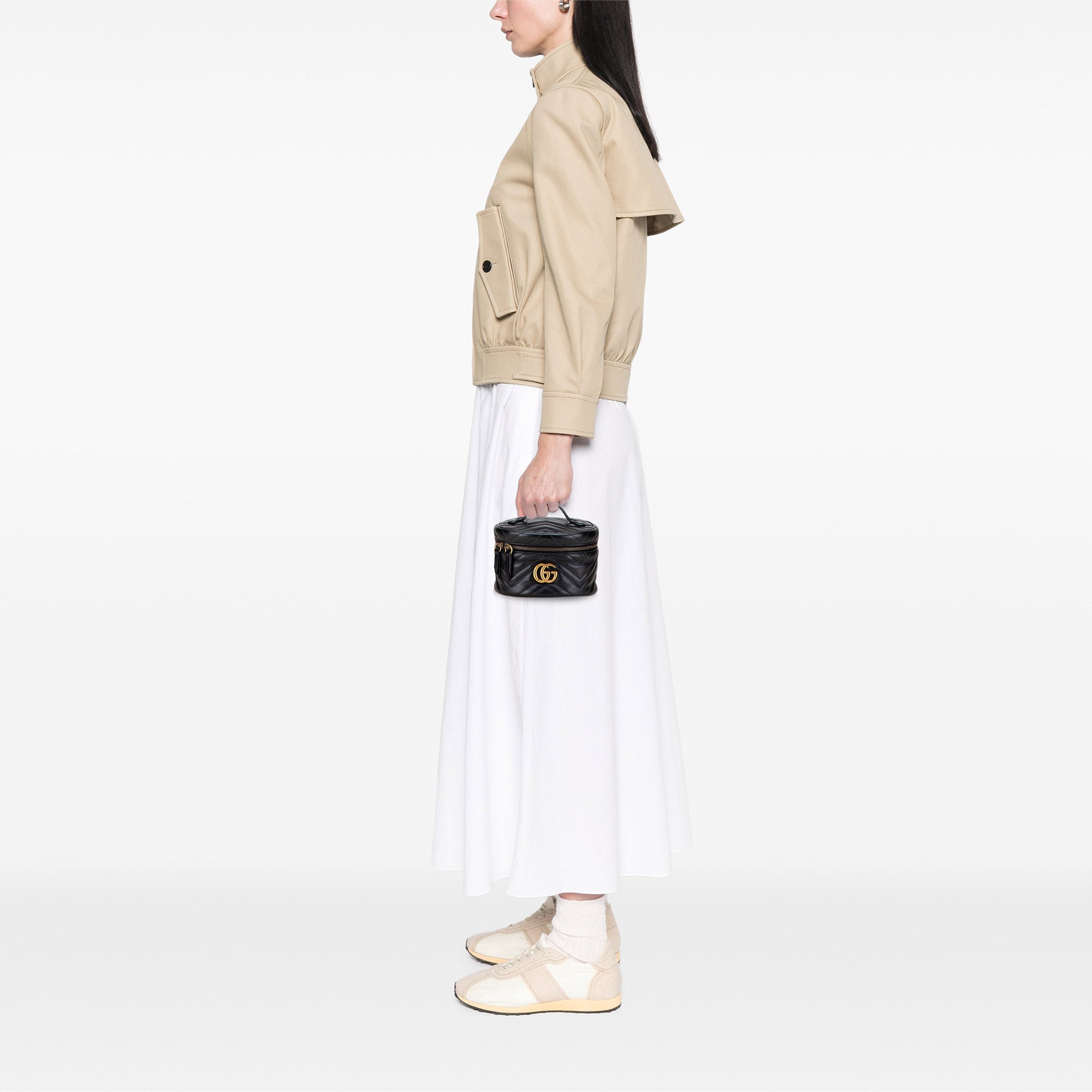 Mini GG Marmont Round Matelasse Leather Vanity Bag