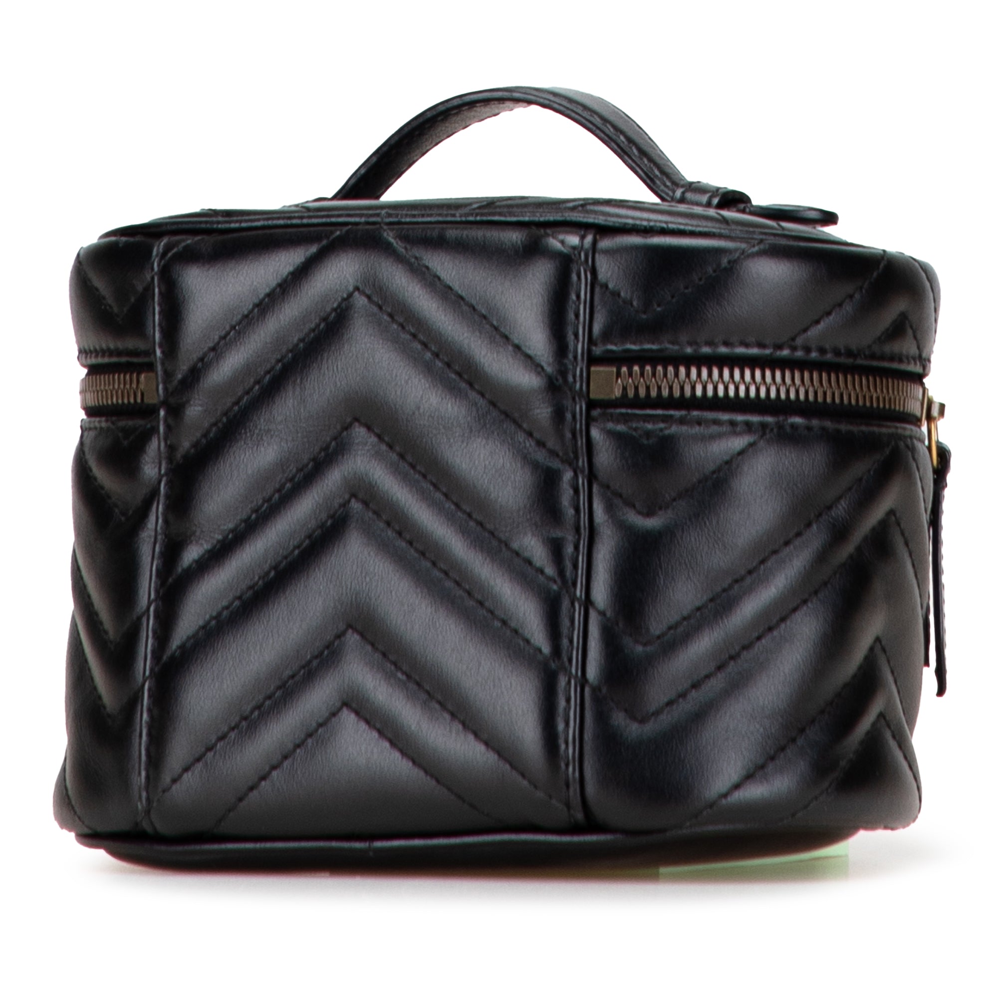Mini GG Marmont Round Matelasse Leather Vanity Bag