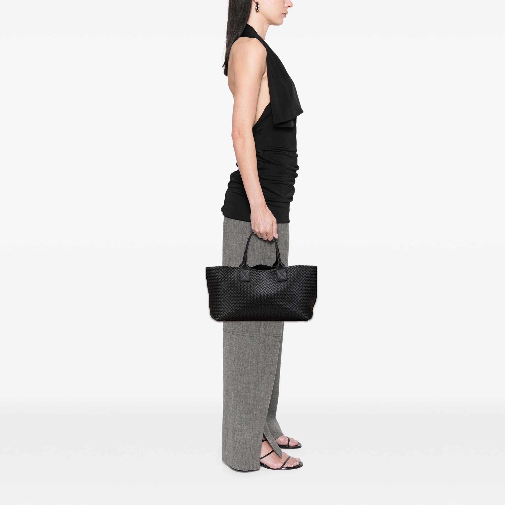 Bottega Veneta Medium Lambskin Intreccio Cabat Tote