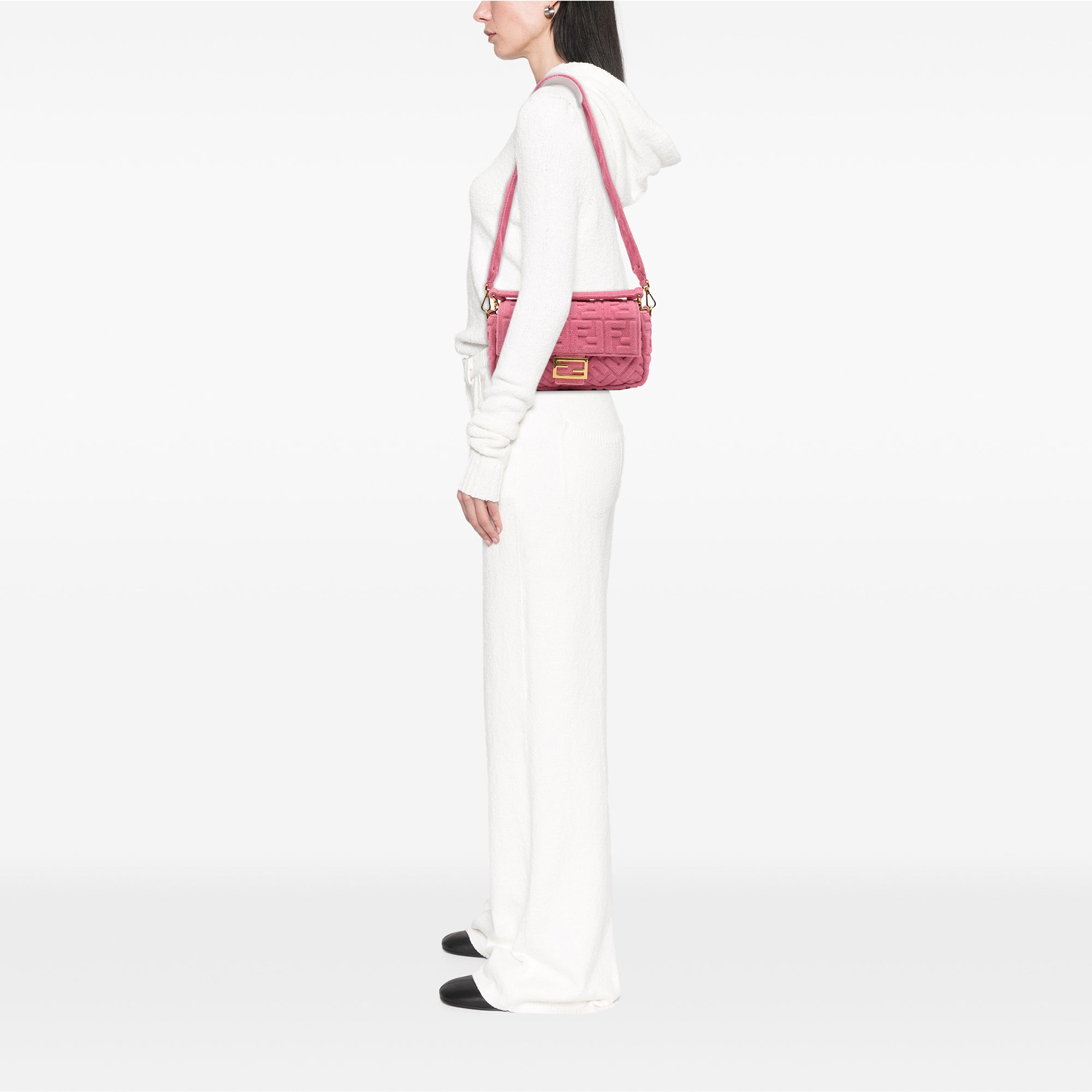 Zucca Embossed Terry Cloth Baguette Satchel