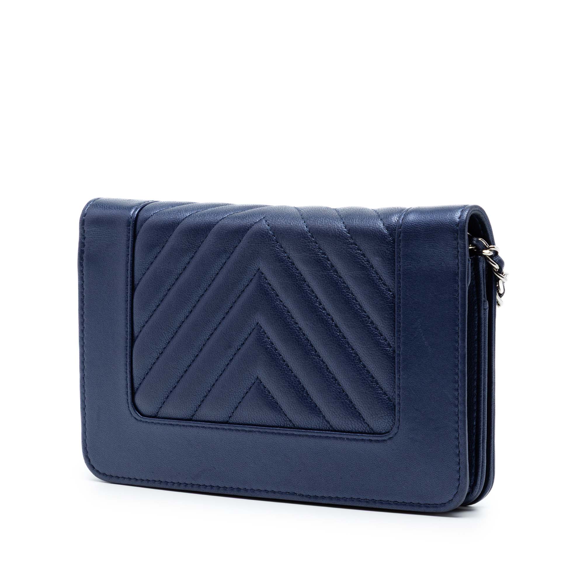 Chanel Chevron Sheepskin Mademoiselle Vintage Wallet On Chain