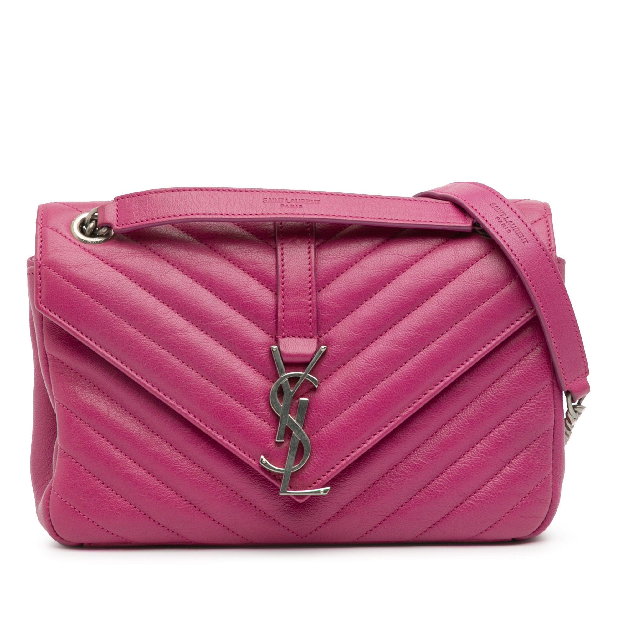 Medium Chevron Sheepskin Monogram Chain Bag