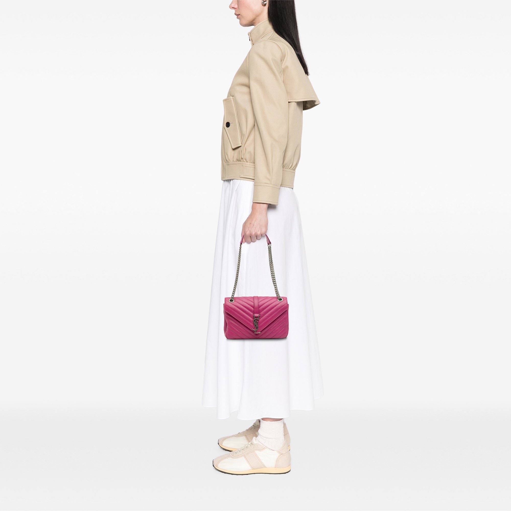 Medium Chevron Sheepskin Monogram Chain Bag