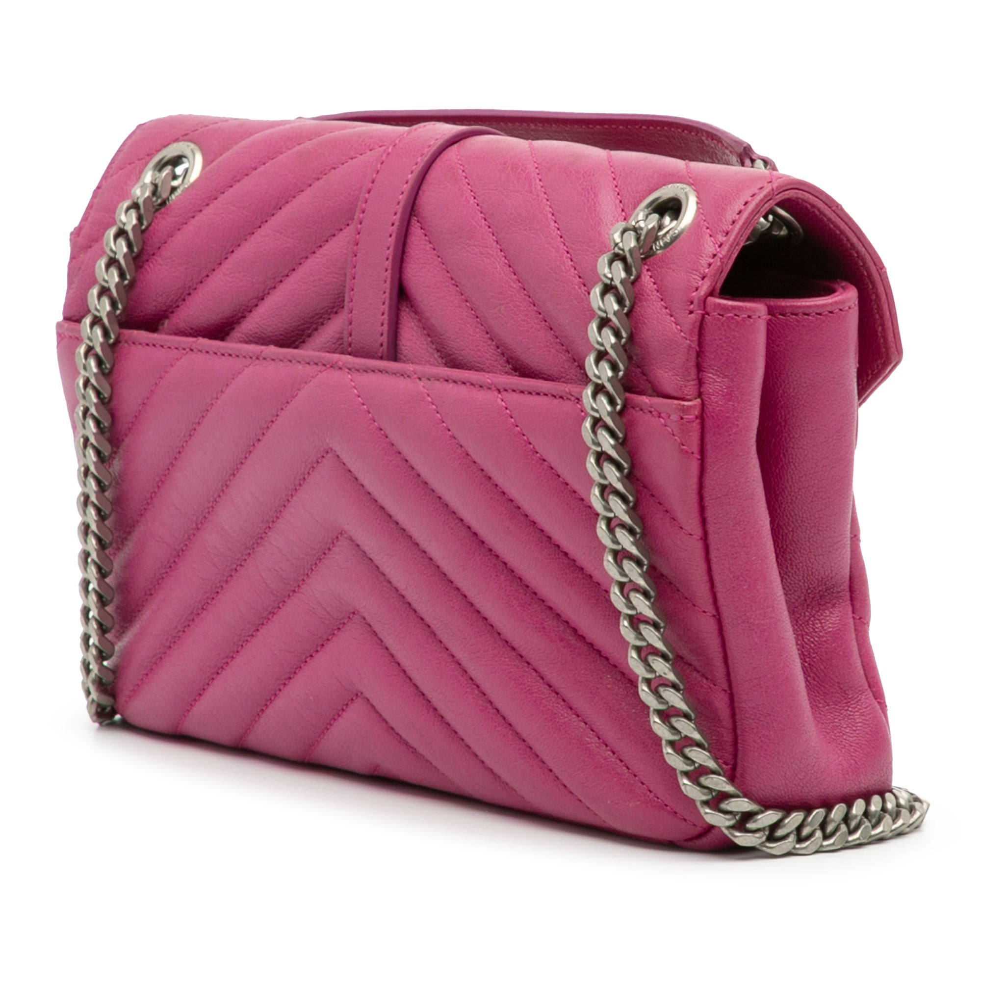 Medium Chevron Sheepskin Monogram Chain Bag