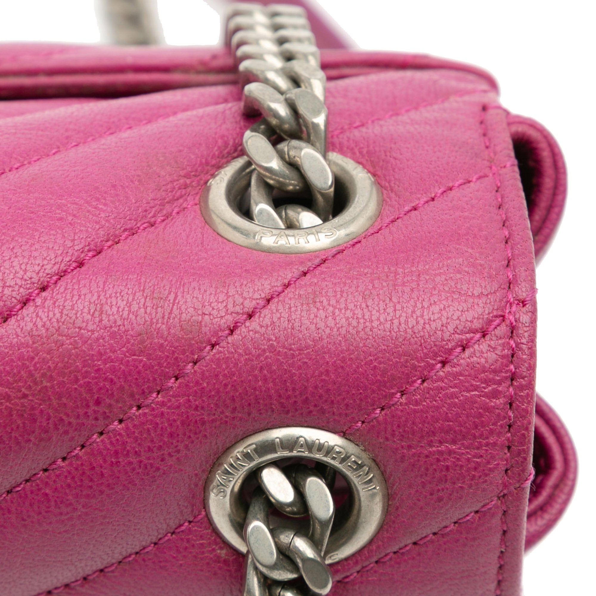 Medium Chevron Sheepskin Monogram Chain Bag