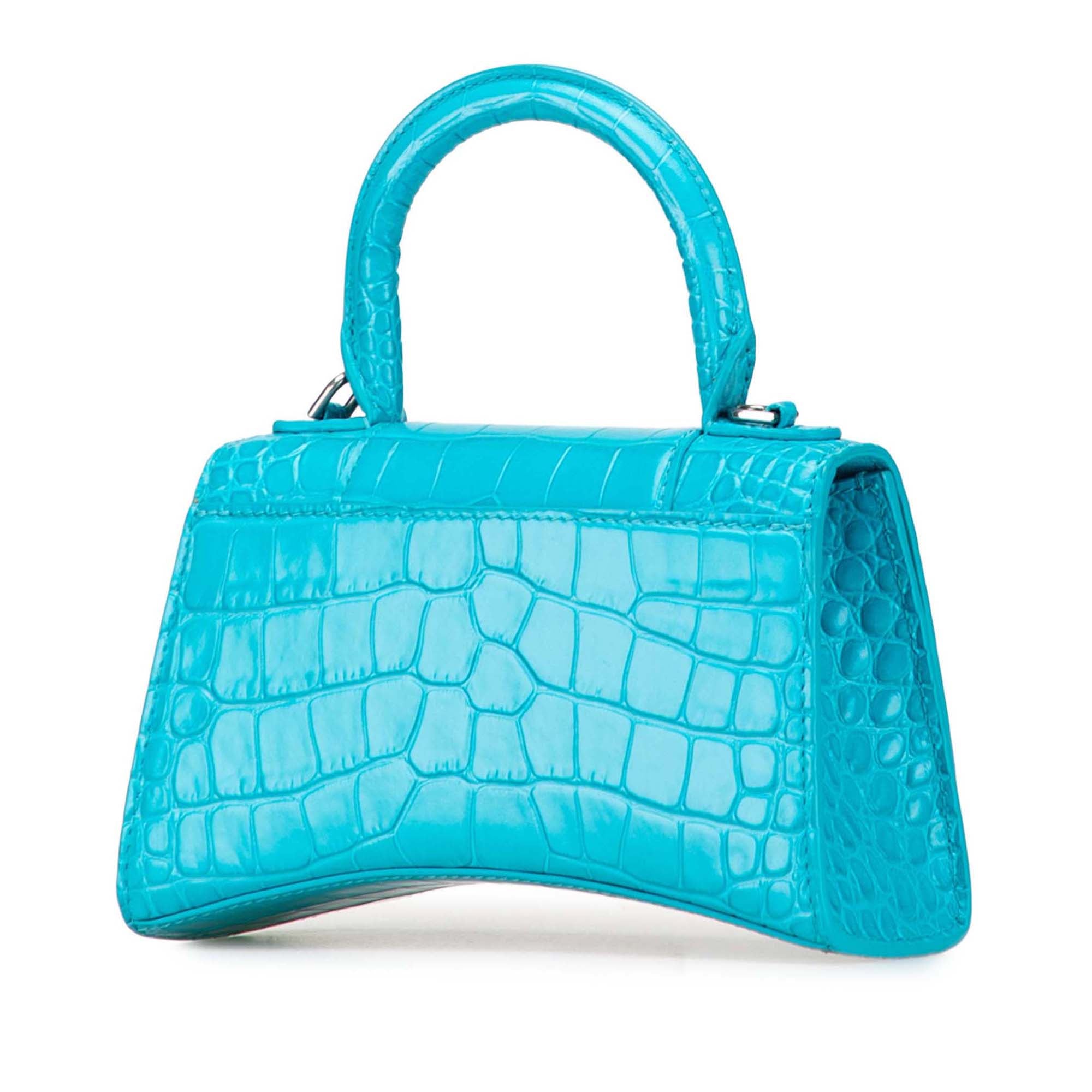 XS Croc Embossed Hourglass Top Handle Bag