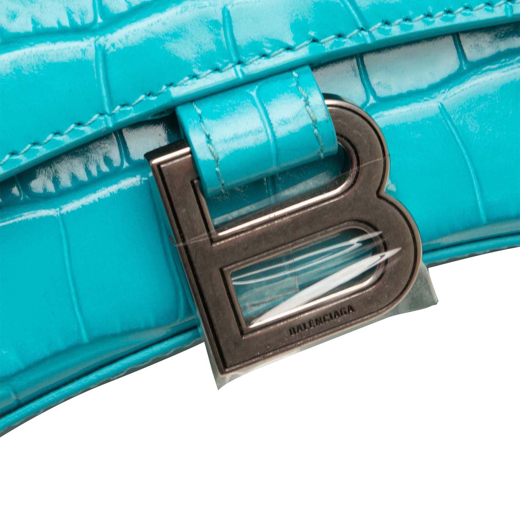 XS Croc Embossed Hourglass Top Handle Bag