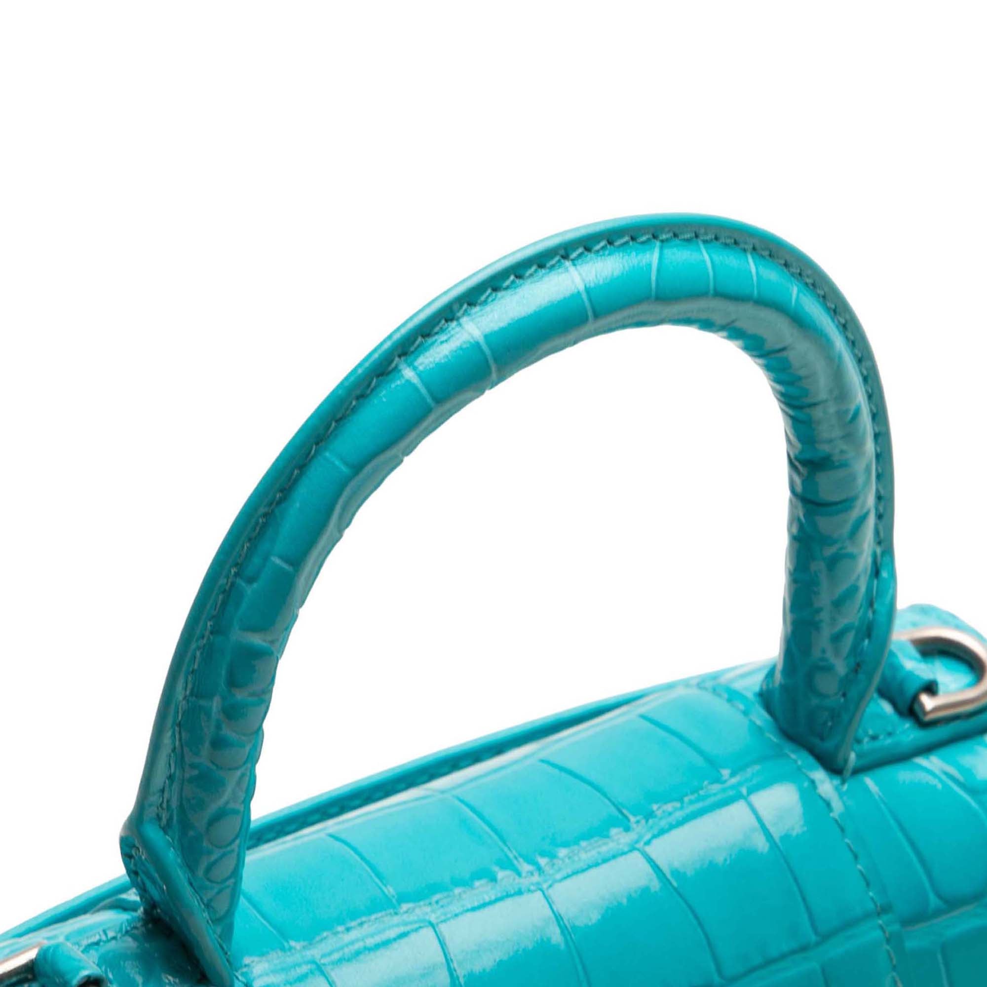 XS Croc Embossed Hourglass Top Handle Bag