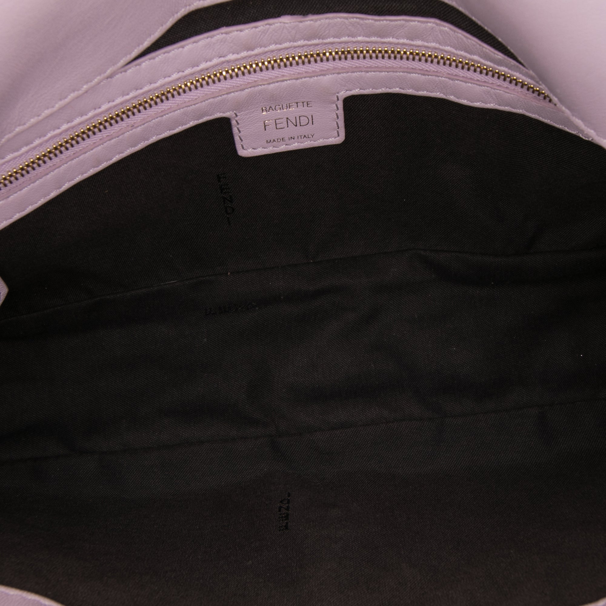 Medium Leather Embossed FF Baguette Satchel