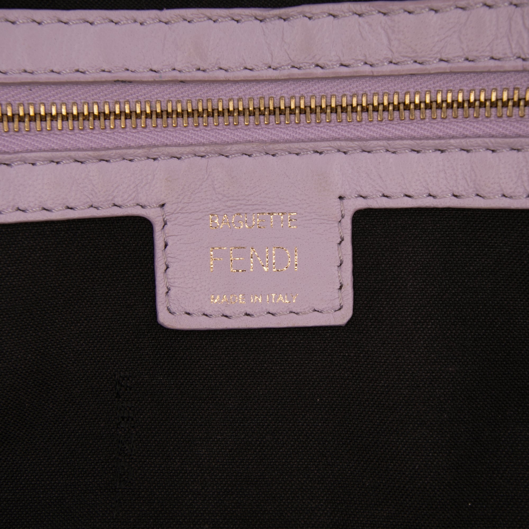 Fendi Medium Leather Embossed FF Baguette Satchel