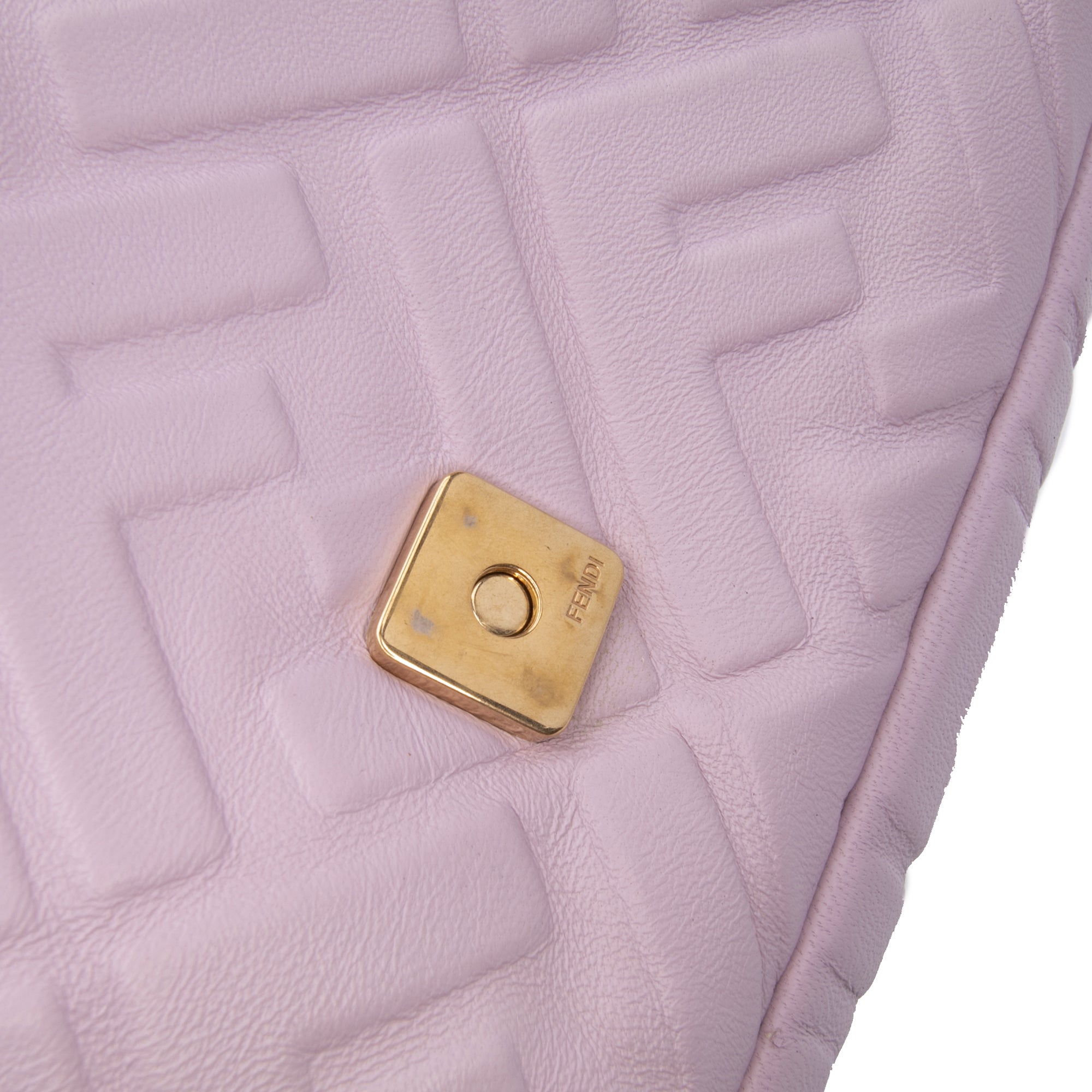 Medium Leather Embossed FF Baguette Satchel