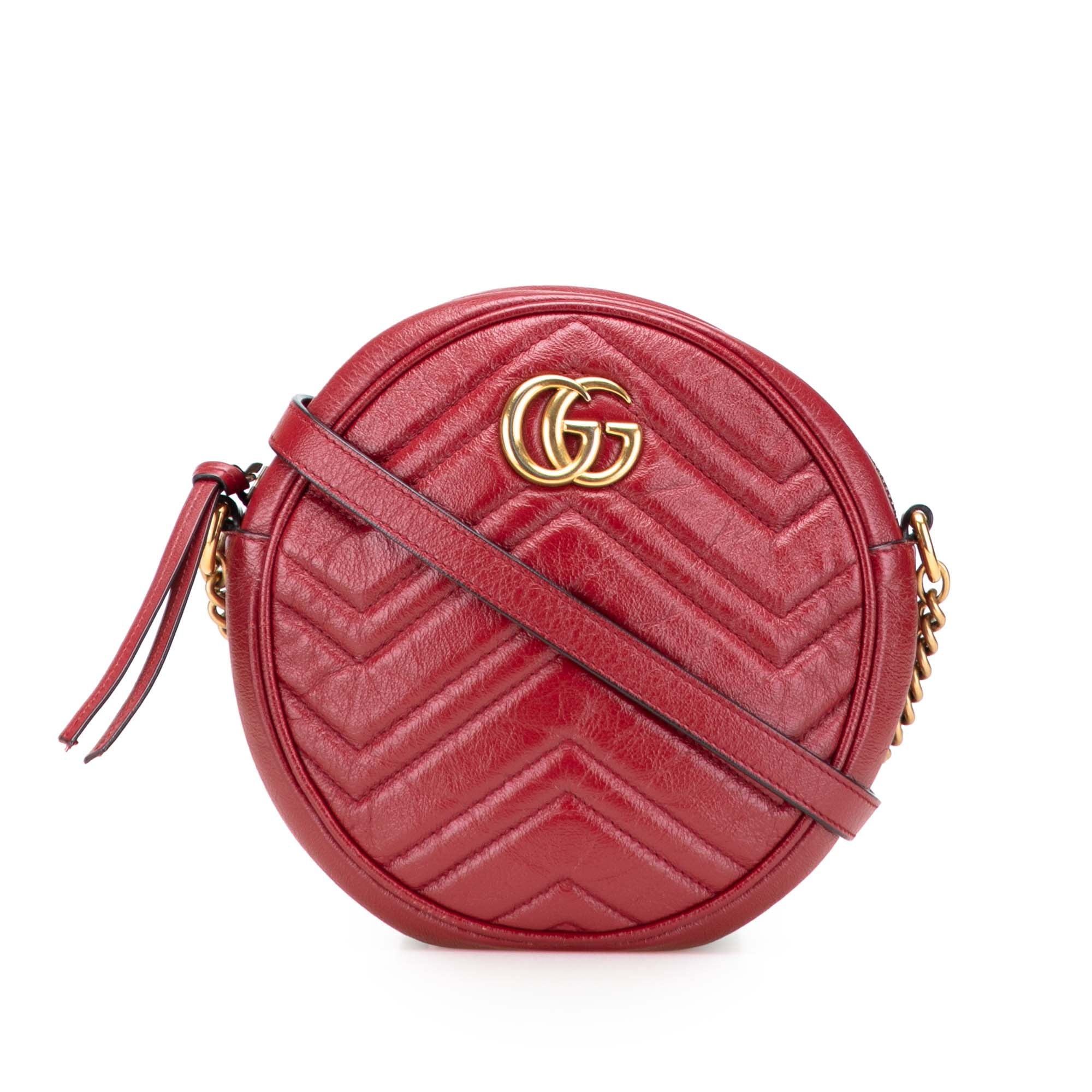 Mini GG Marmont Matelasse Leather Round Crossbody