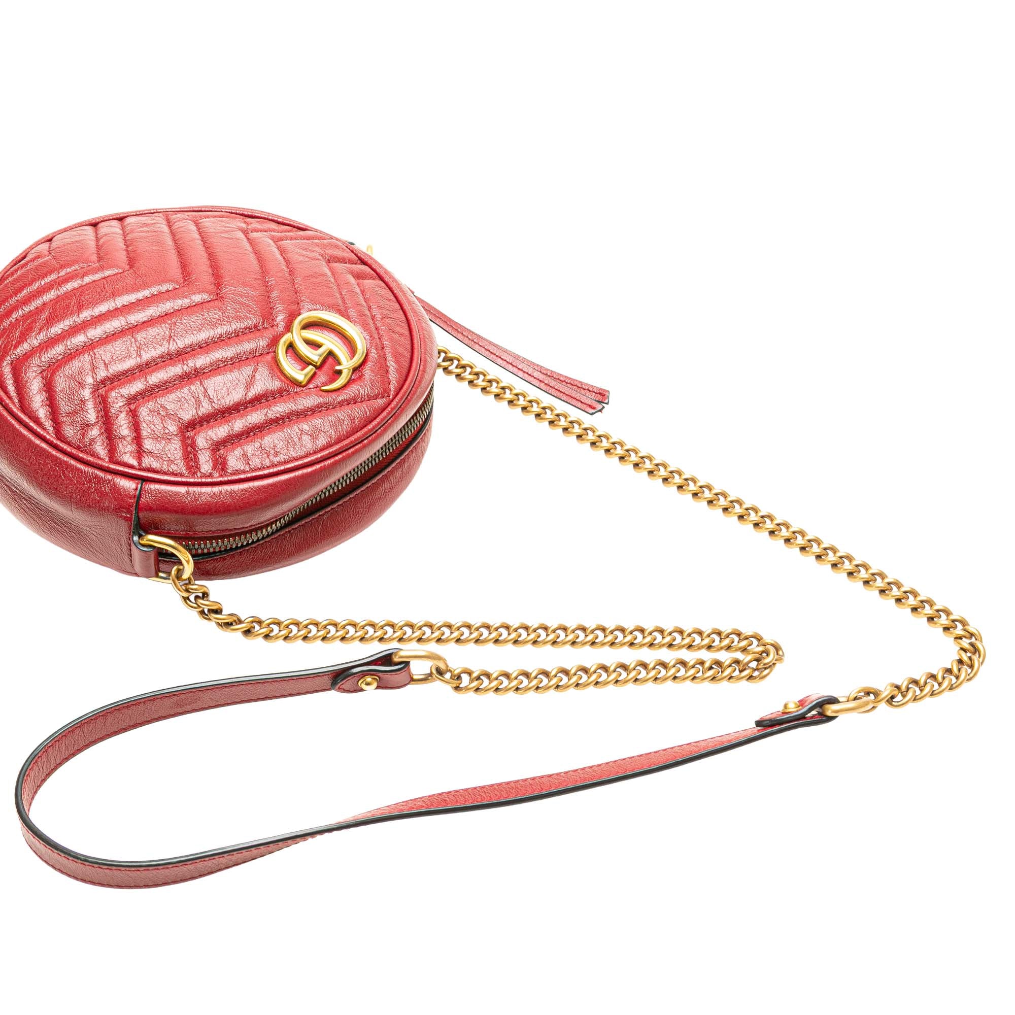 Mini GG Marmont Matelasse Leather Round Crossbody