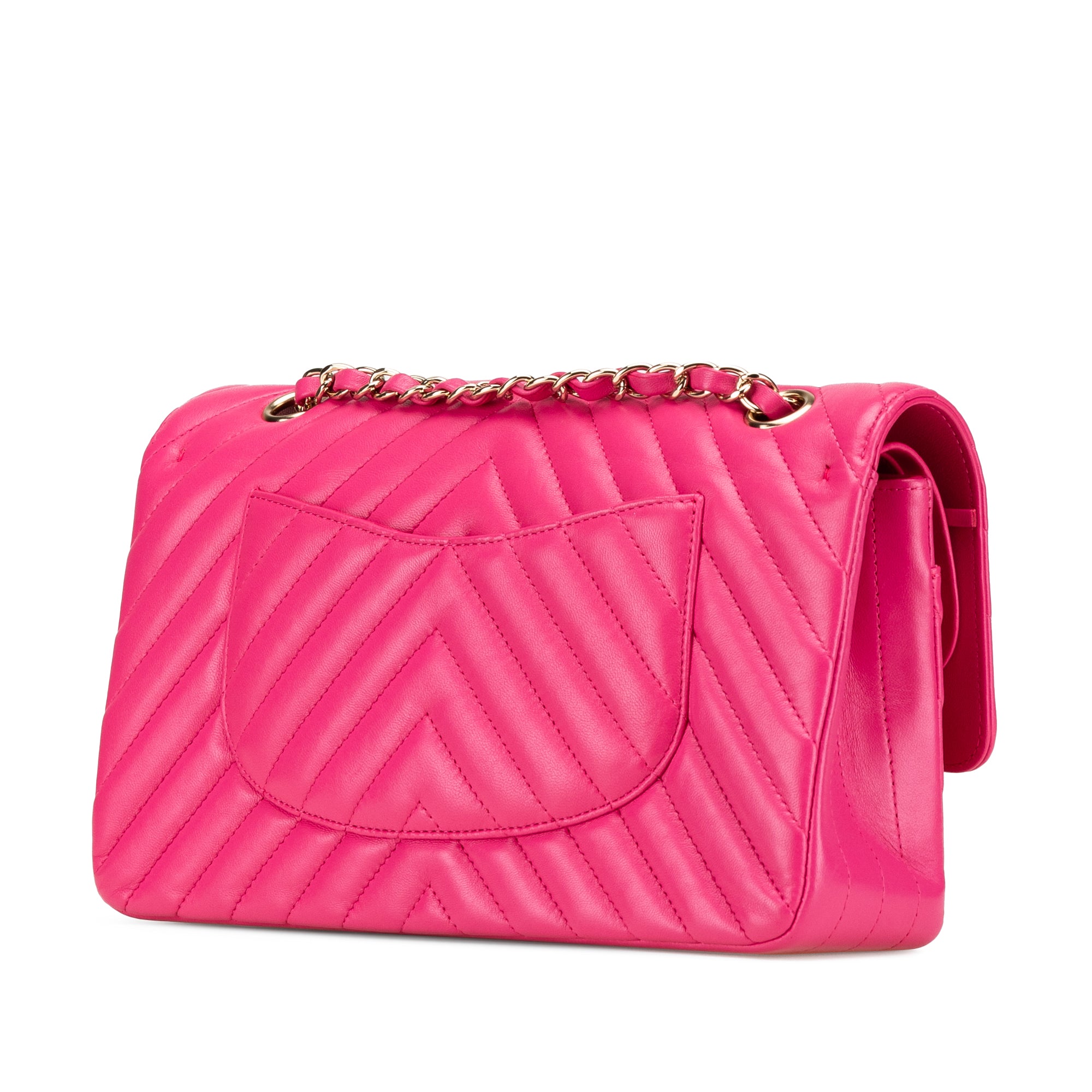 Medium Classic Chevron Lambskin Double Flap