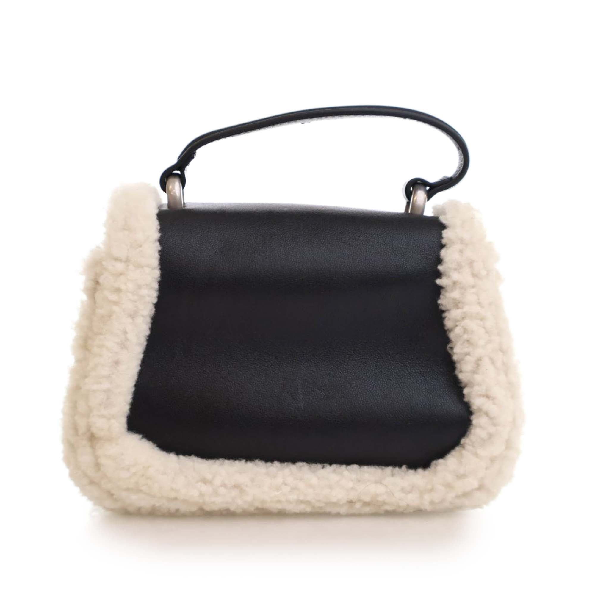 Mini Leather and Shearling Dionysus Top Handle Bag