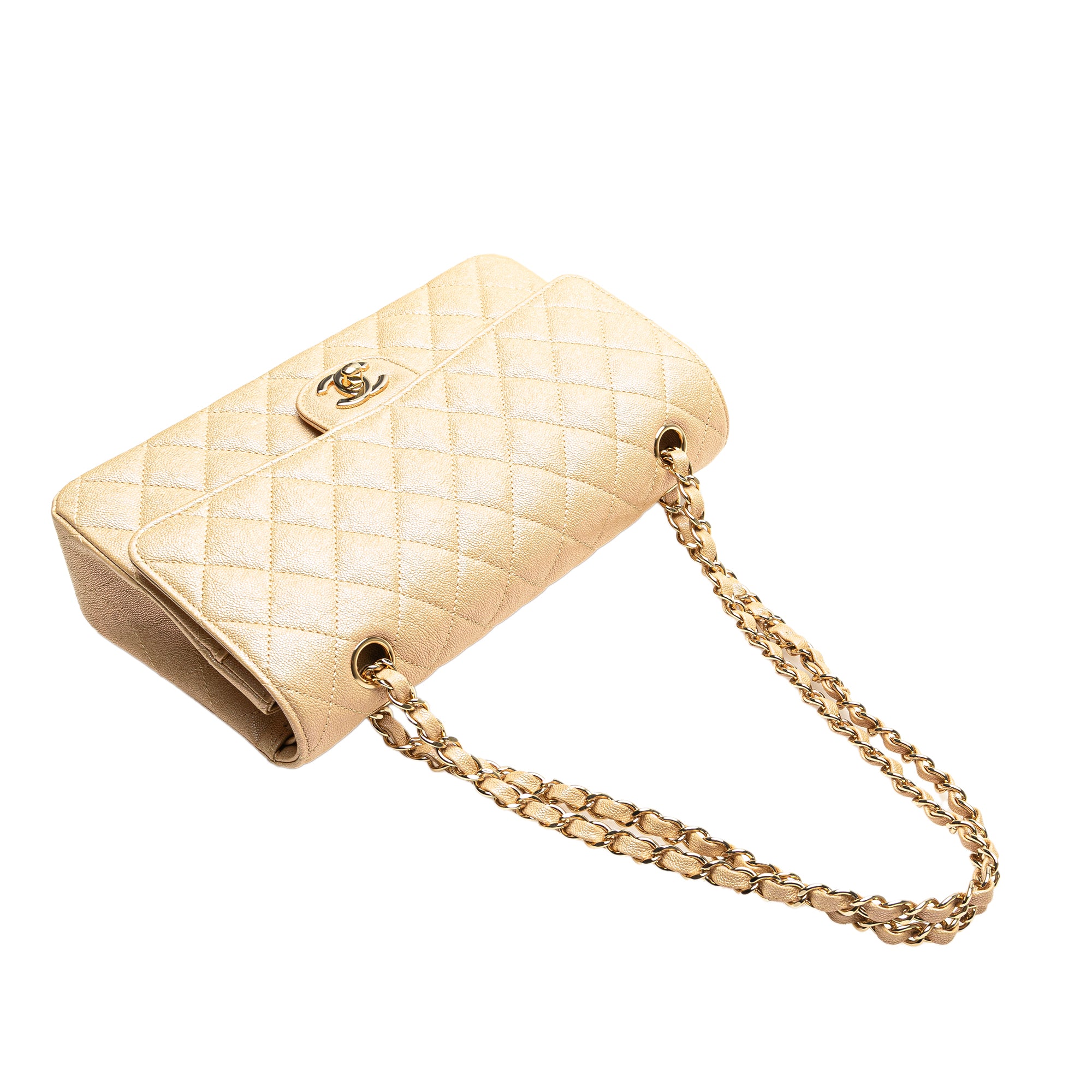 Medium Classic Iridescent Caviar Double Flap
