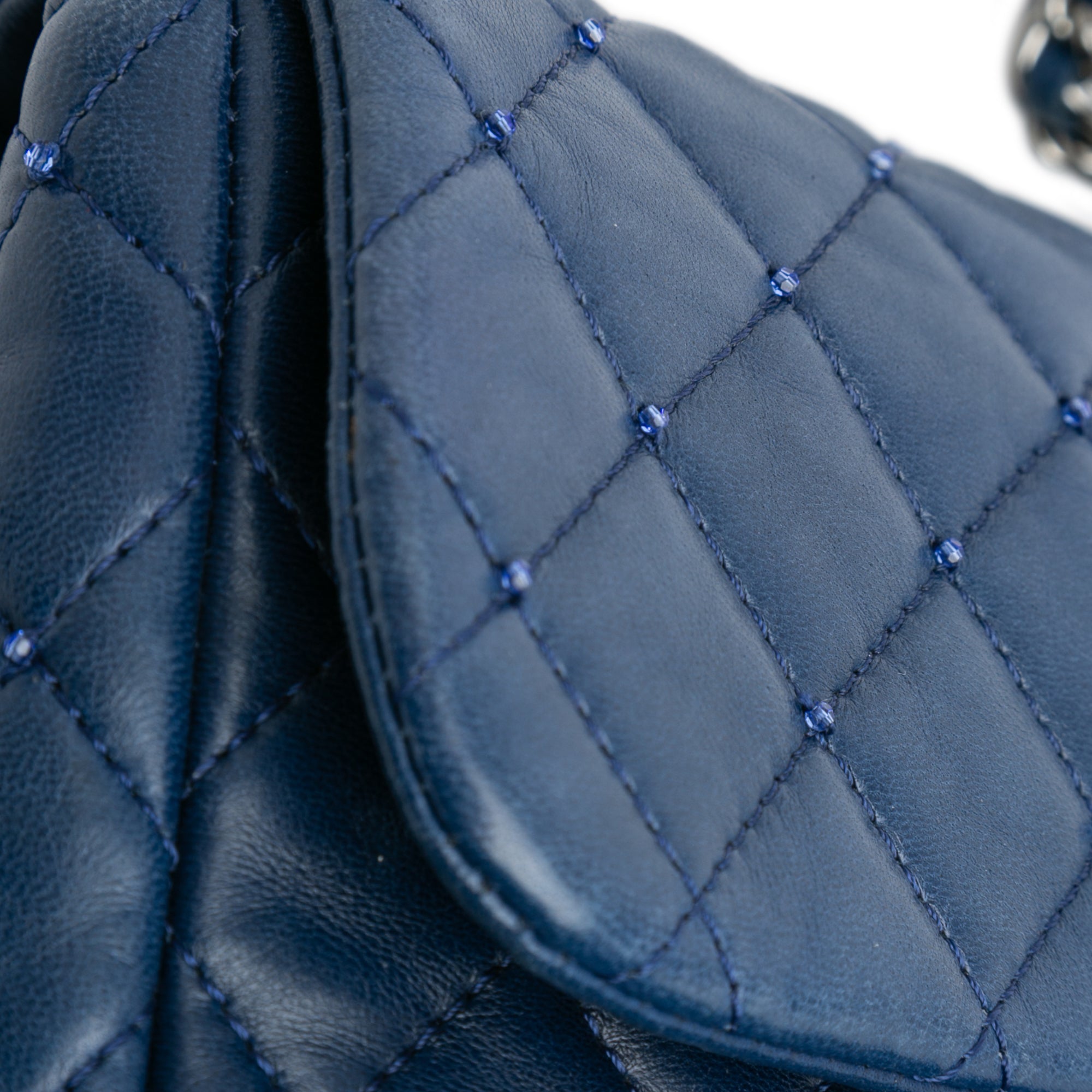 Small Quilted Lambskin Beaded Single Flap