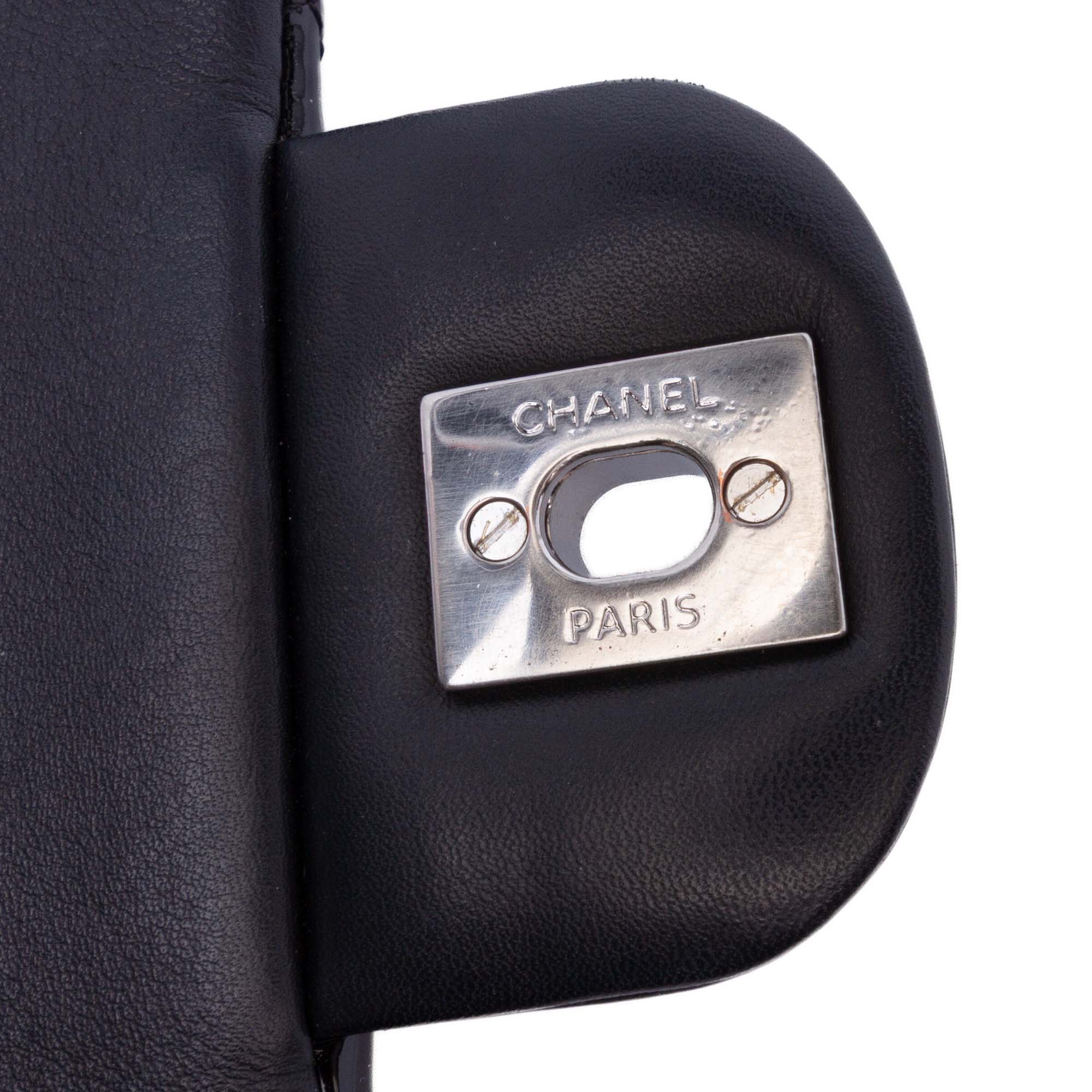 CC Quilted Patent Clutch With Chain