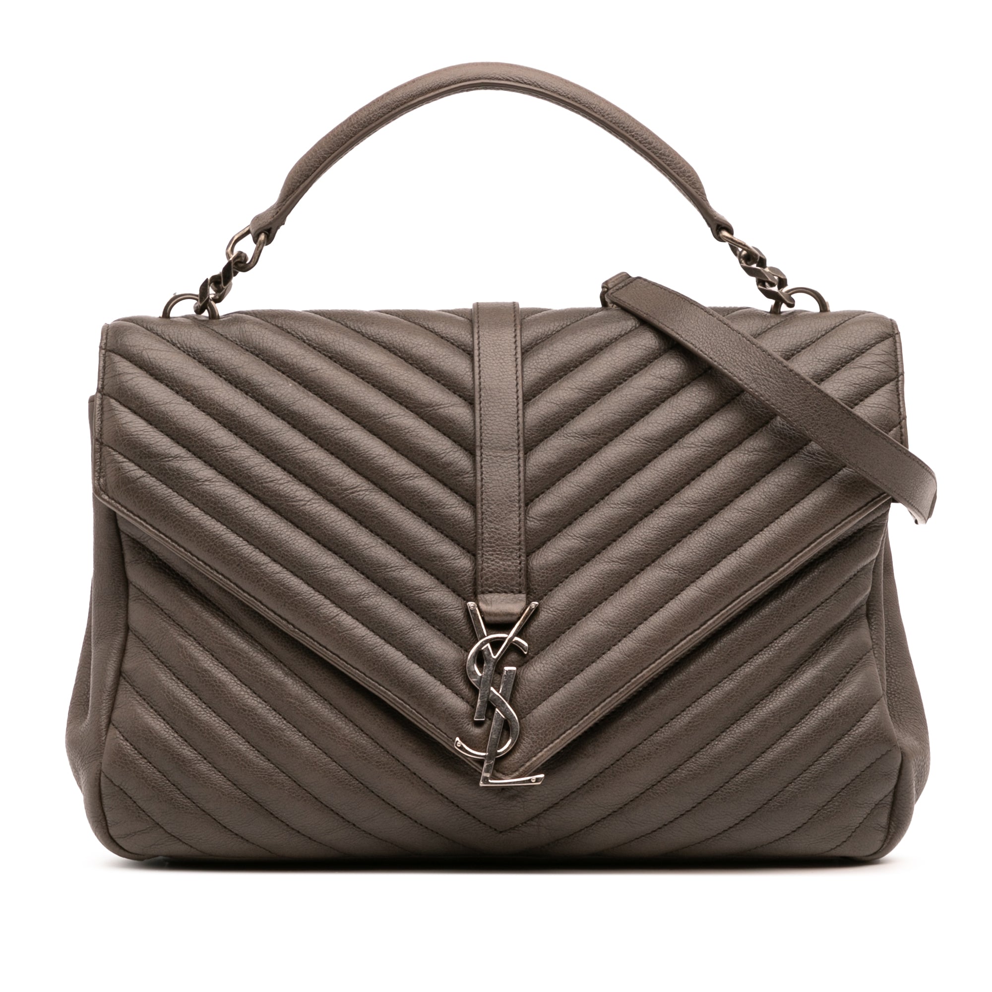 Large Chevron Sheepskin Monogram College Bag