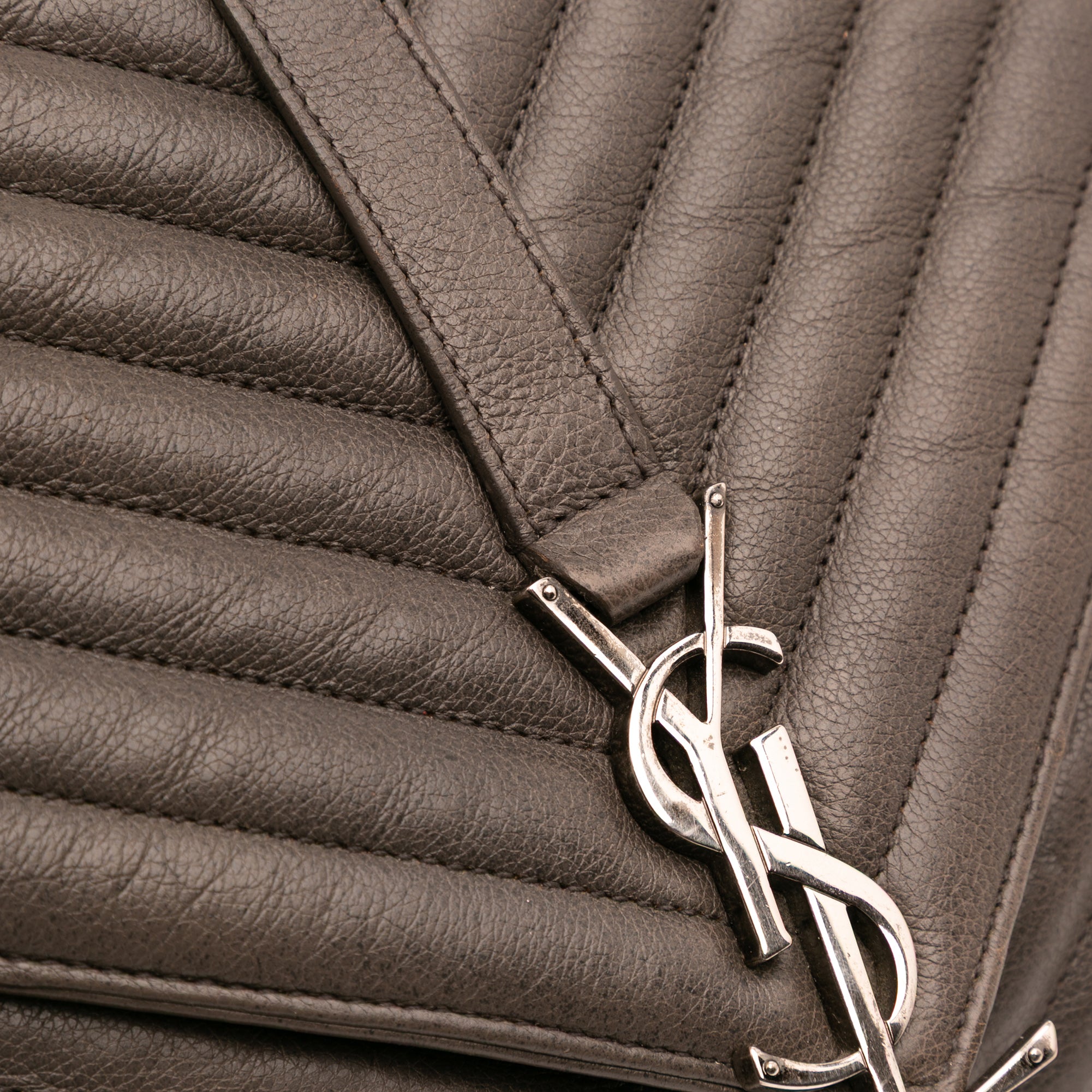 Large Chevron Sheepskin Monogram College Bag