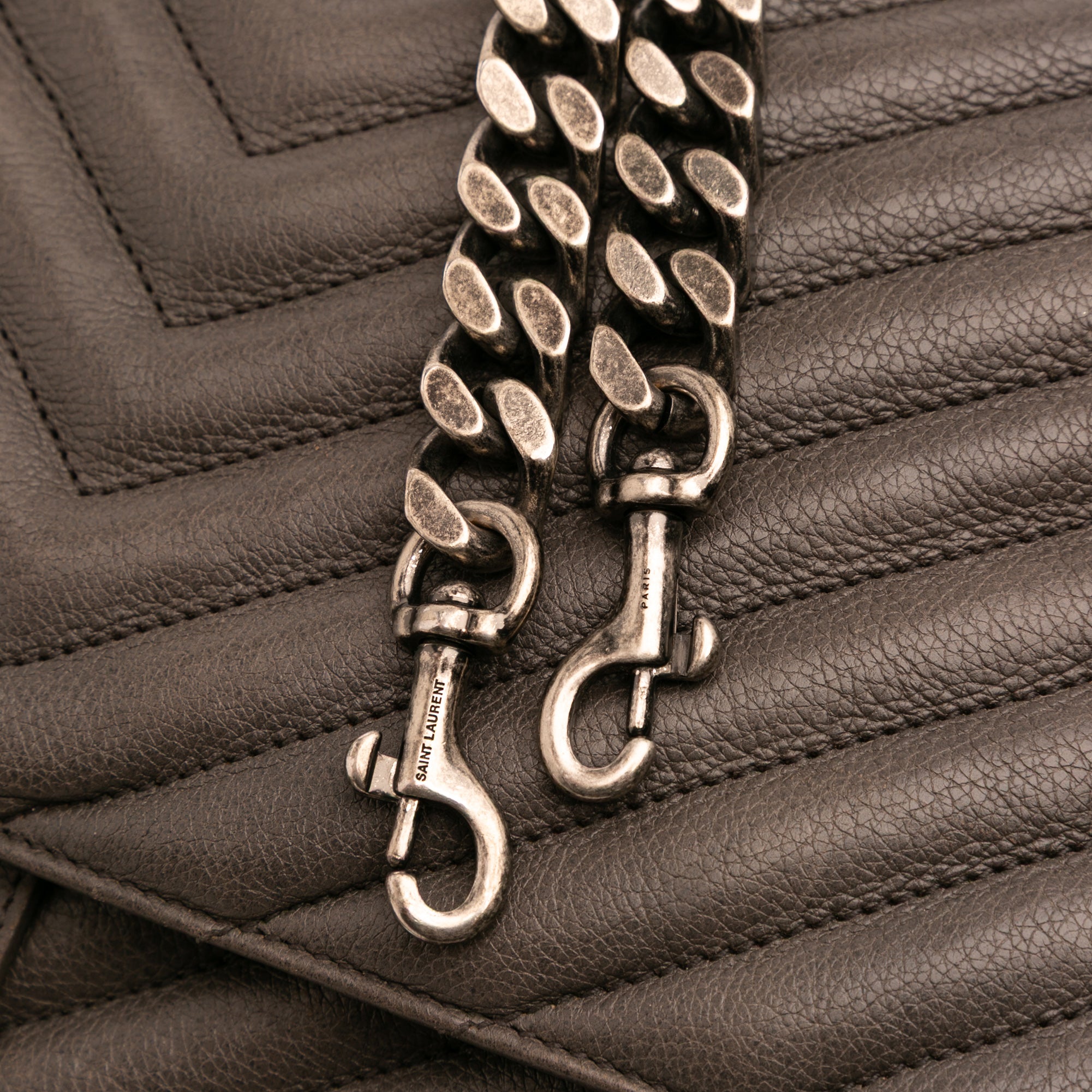 Large Chevron Sheepskin Monogram College Bag