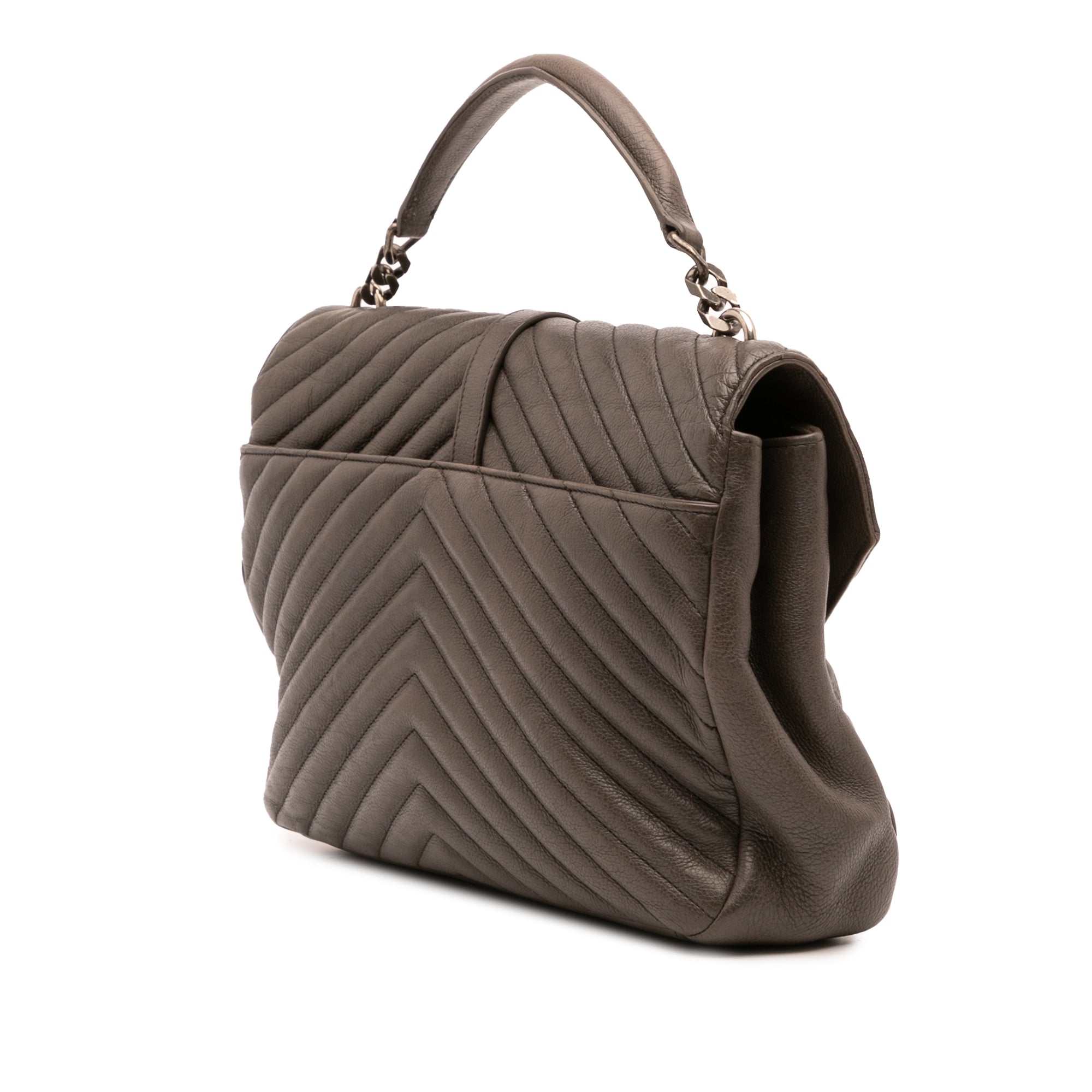 Large Chevron Sheepskin Monogram College Bag