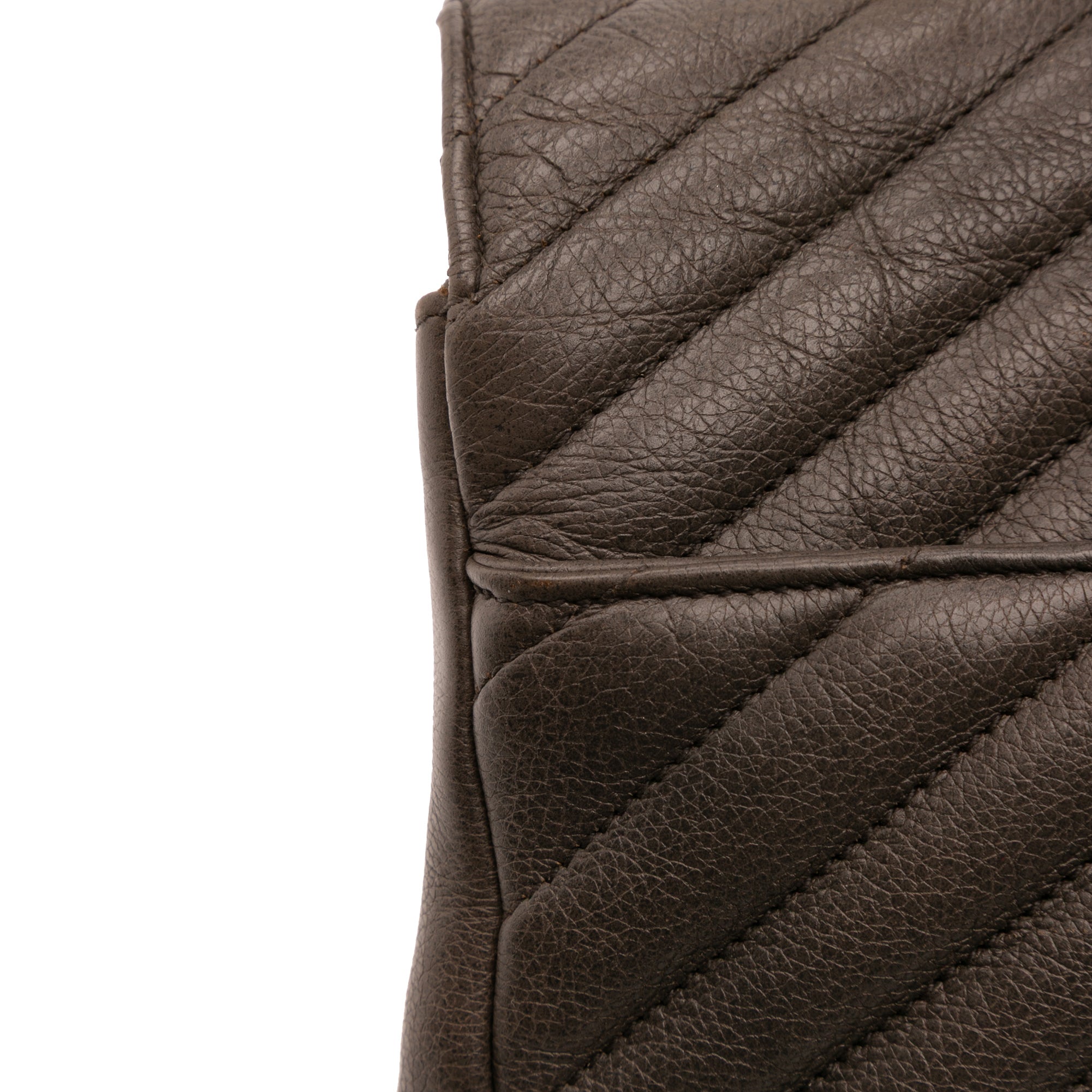 Large Chevron Sheepskin Monogram College Bag