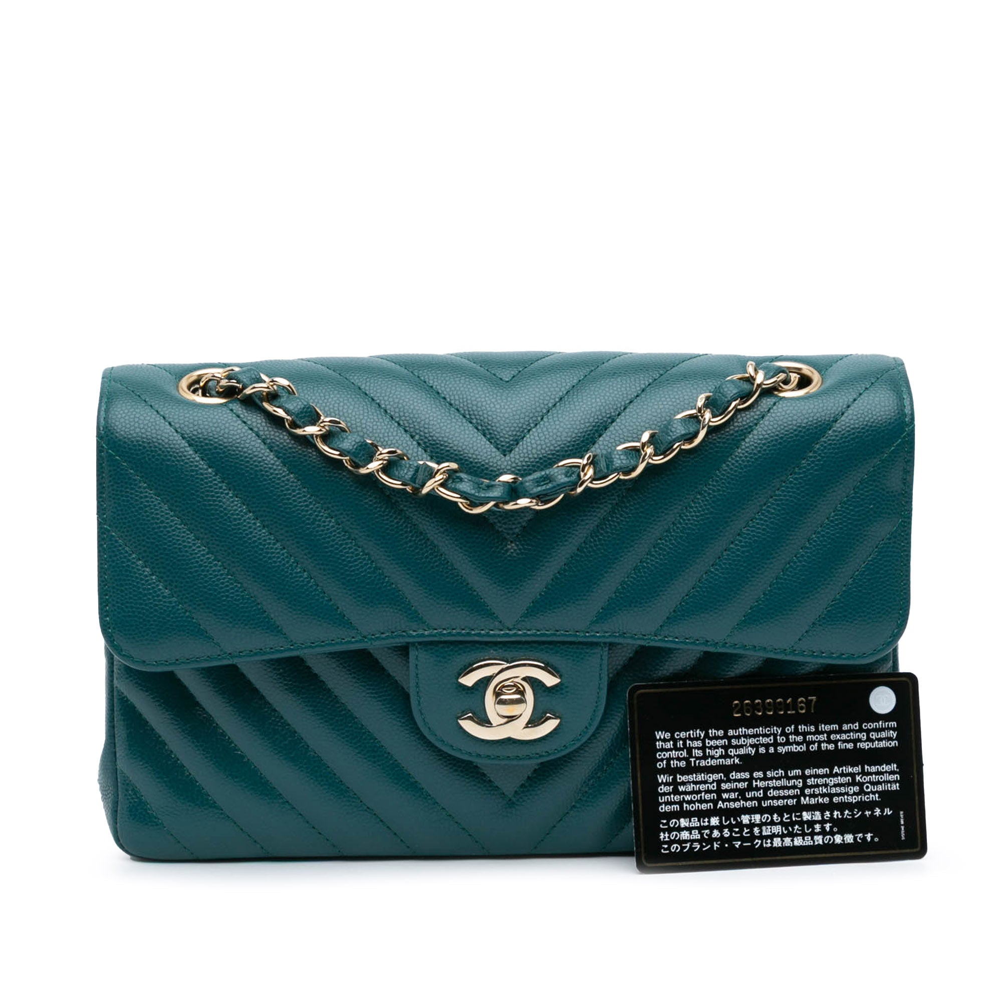 Small Classic Chevron Caviar Double Flap