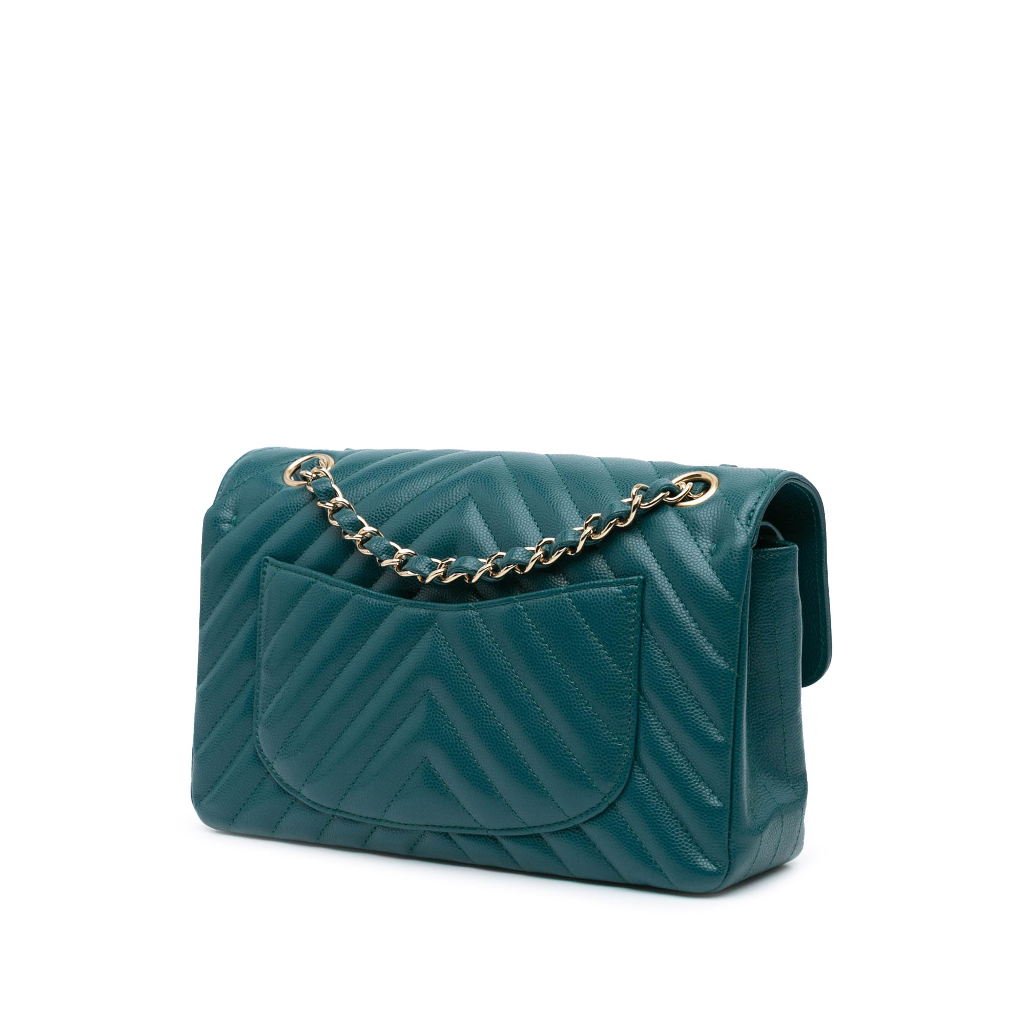 Small Classic Chevron Caviar Double Flap