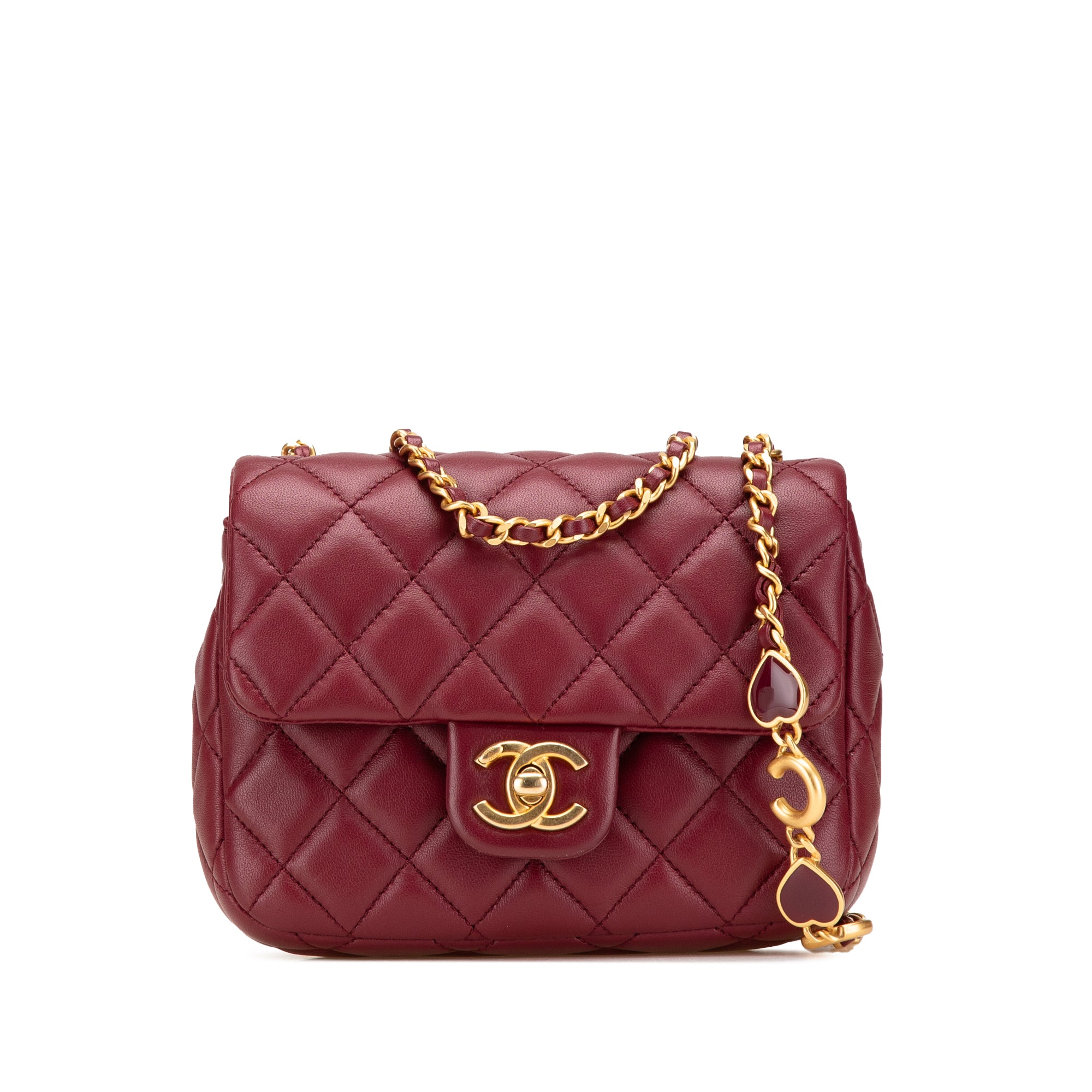 Chanel Mini Square Lambskin Coco Heart Chain Flap