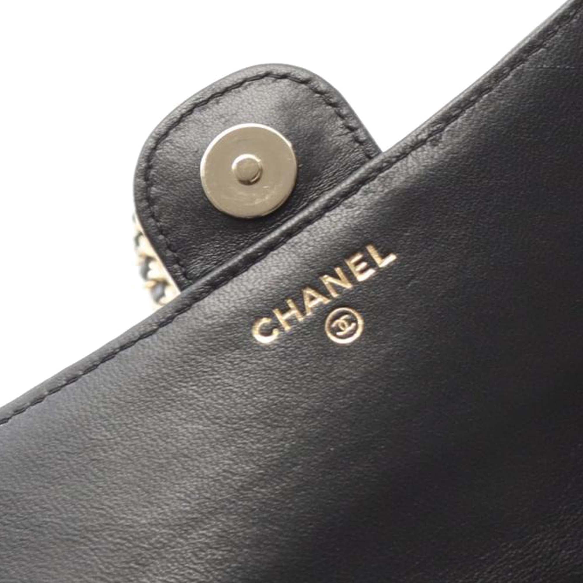 CC Quilted Lambskin Flap Phone Holder Wallet on Chain