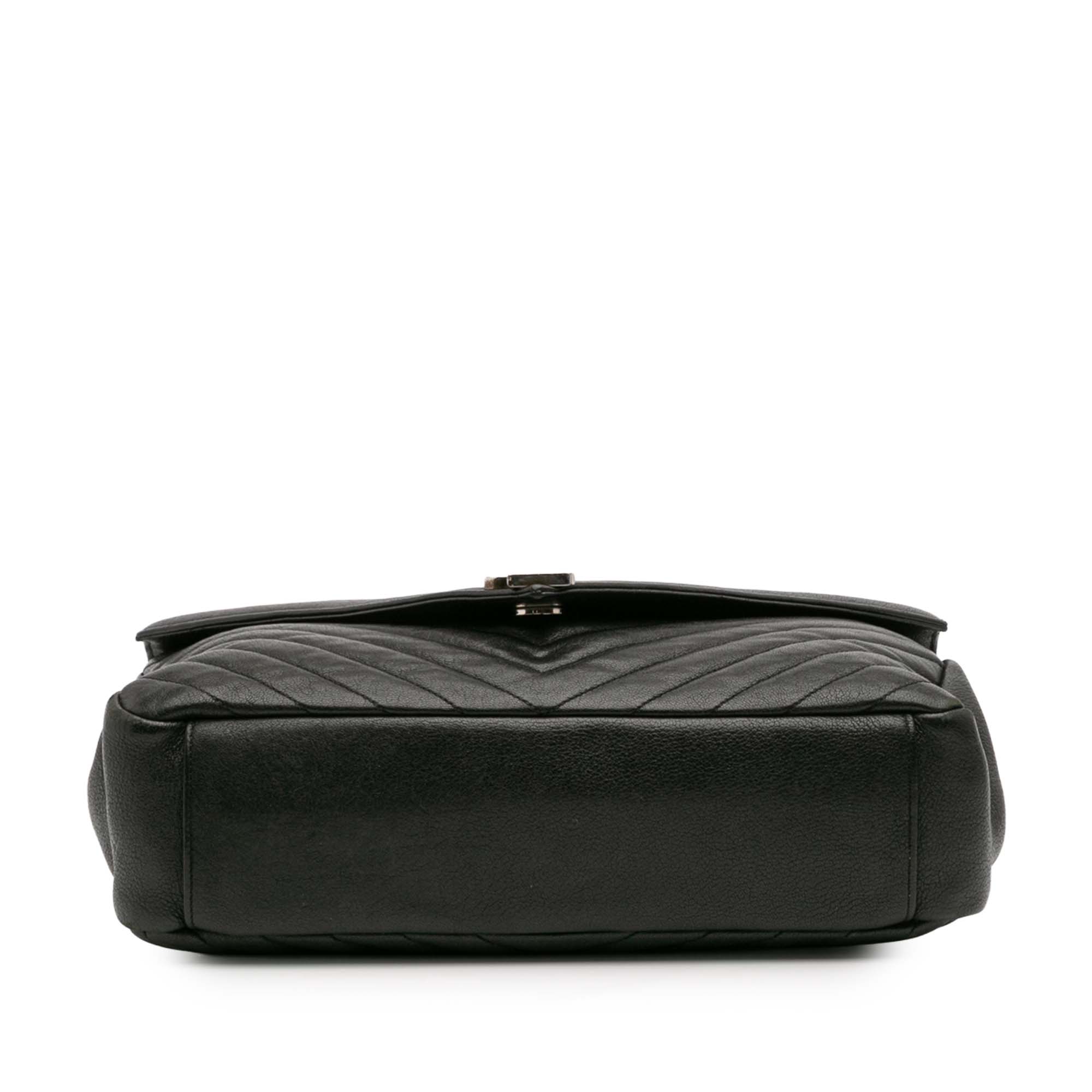 Saint Laurent Large Chevron Sheepskin Monogram College Bag