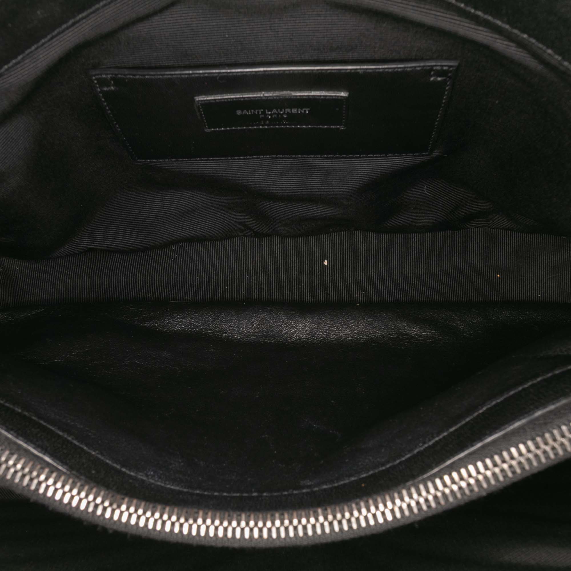 Saint Laurent Large Chevron Sheepskin Monogram College Bag