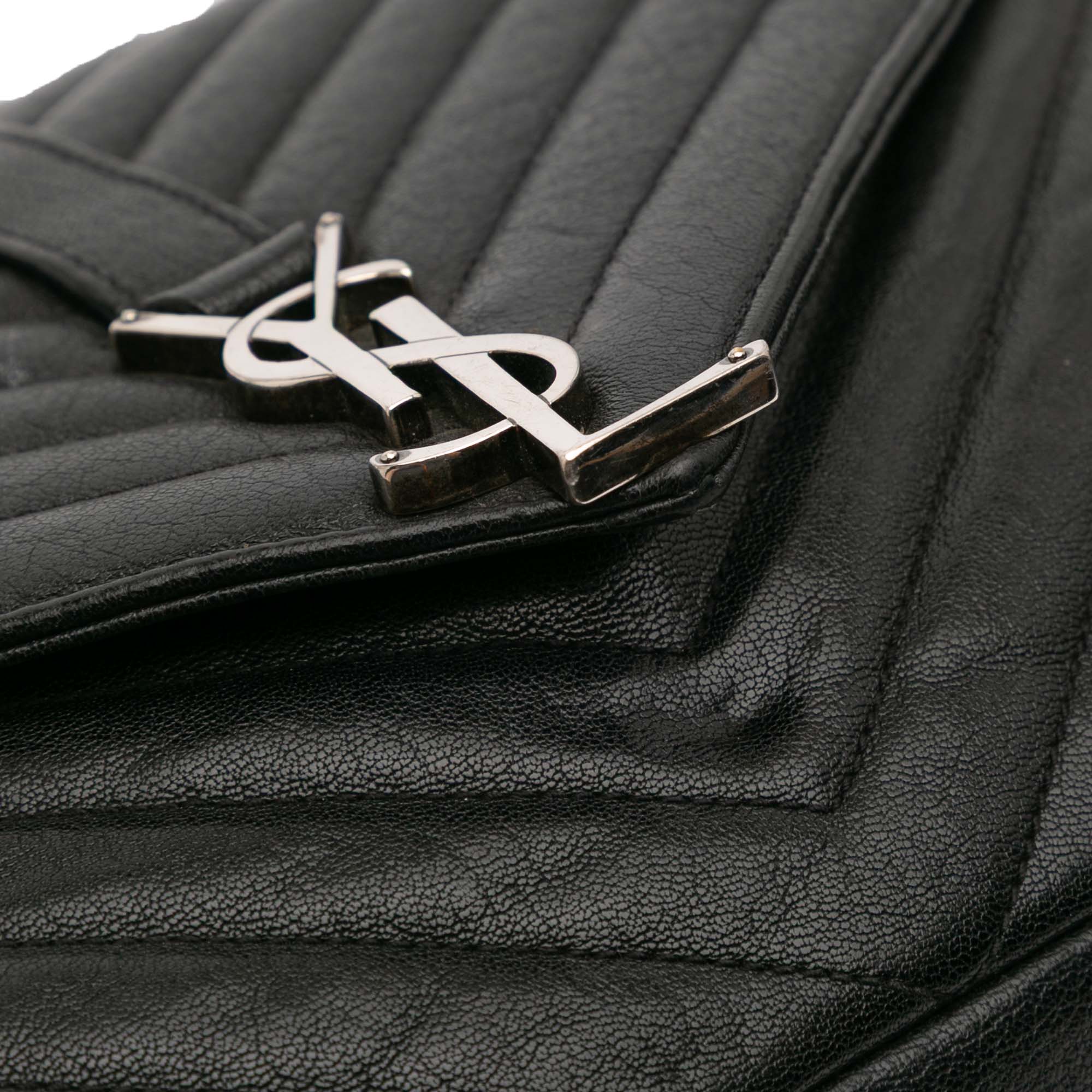 Saint Laurent Large Chevron Sheepskin Monogram College Bag