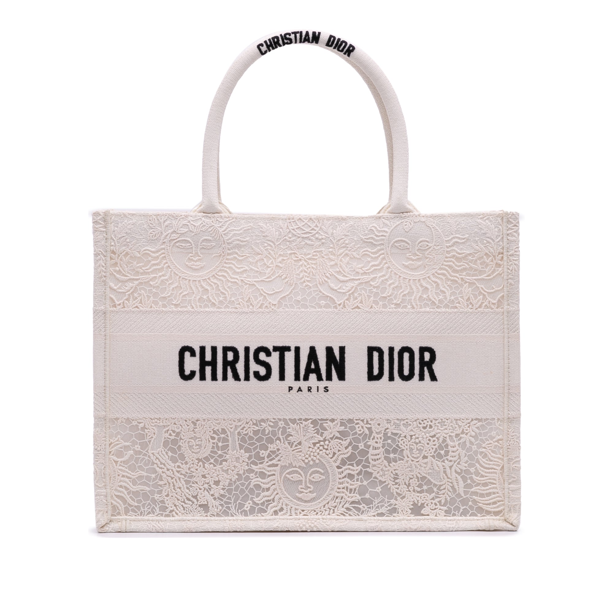 Medium Canvas D Lace Sun Embroidery Book Tote
