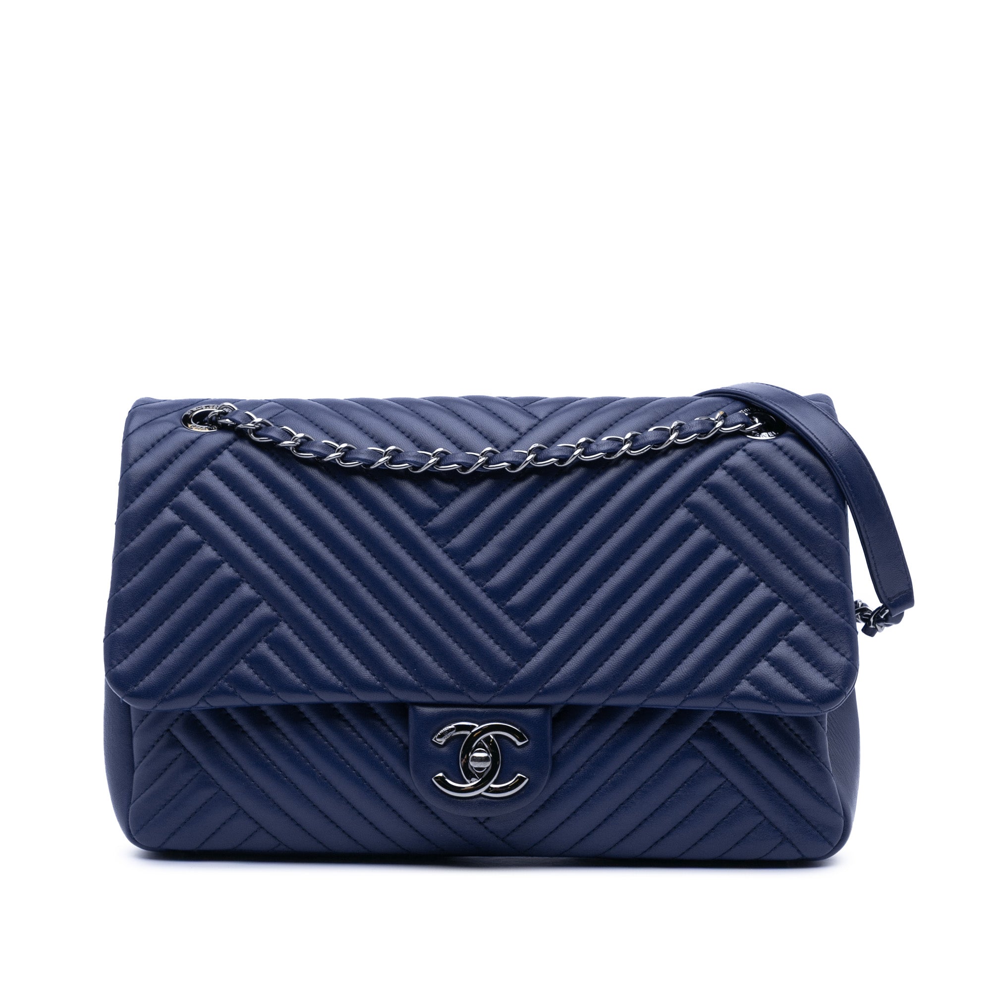 Large Lambskin CC Crossing Flap