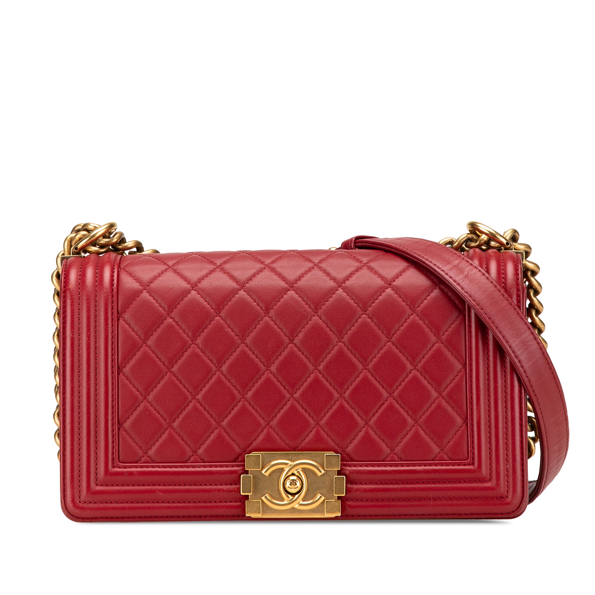 Old Medium Quilted Lambskin Boy Flap