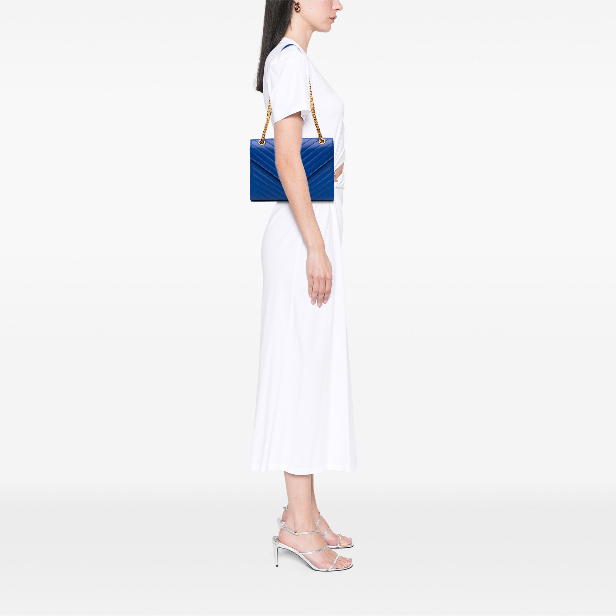 Saint Laurent Medium Matelasse Lambskin Monogram Envelope Shoulder Bag