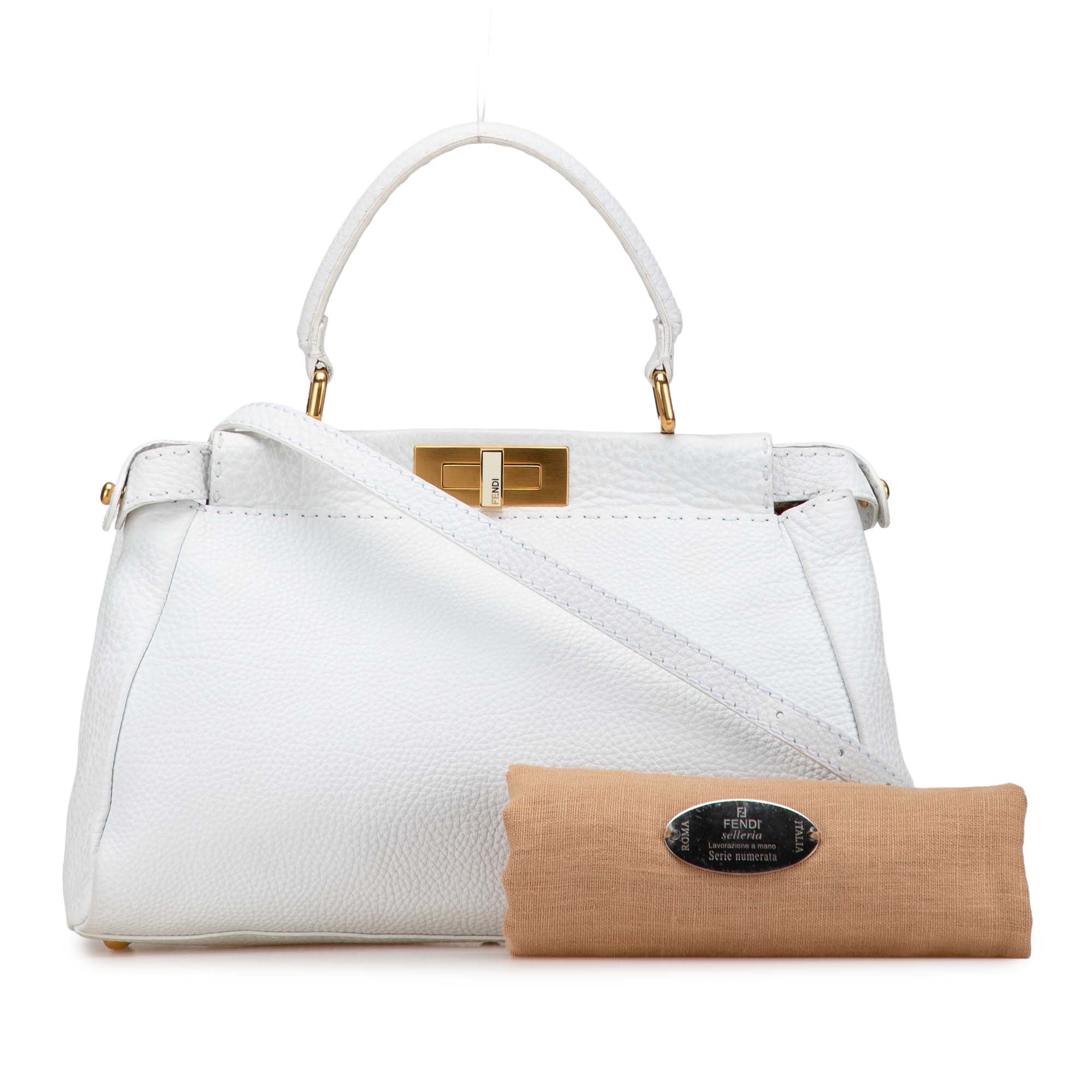 Fendi Medium Pebbled Leather Peekaboo Satchel